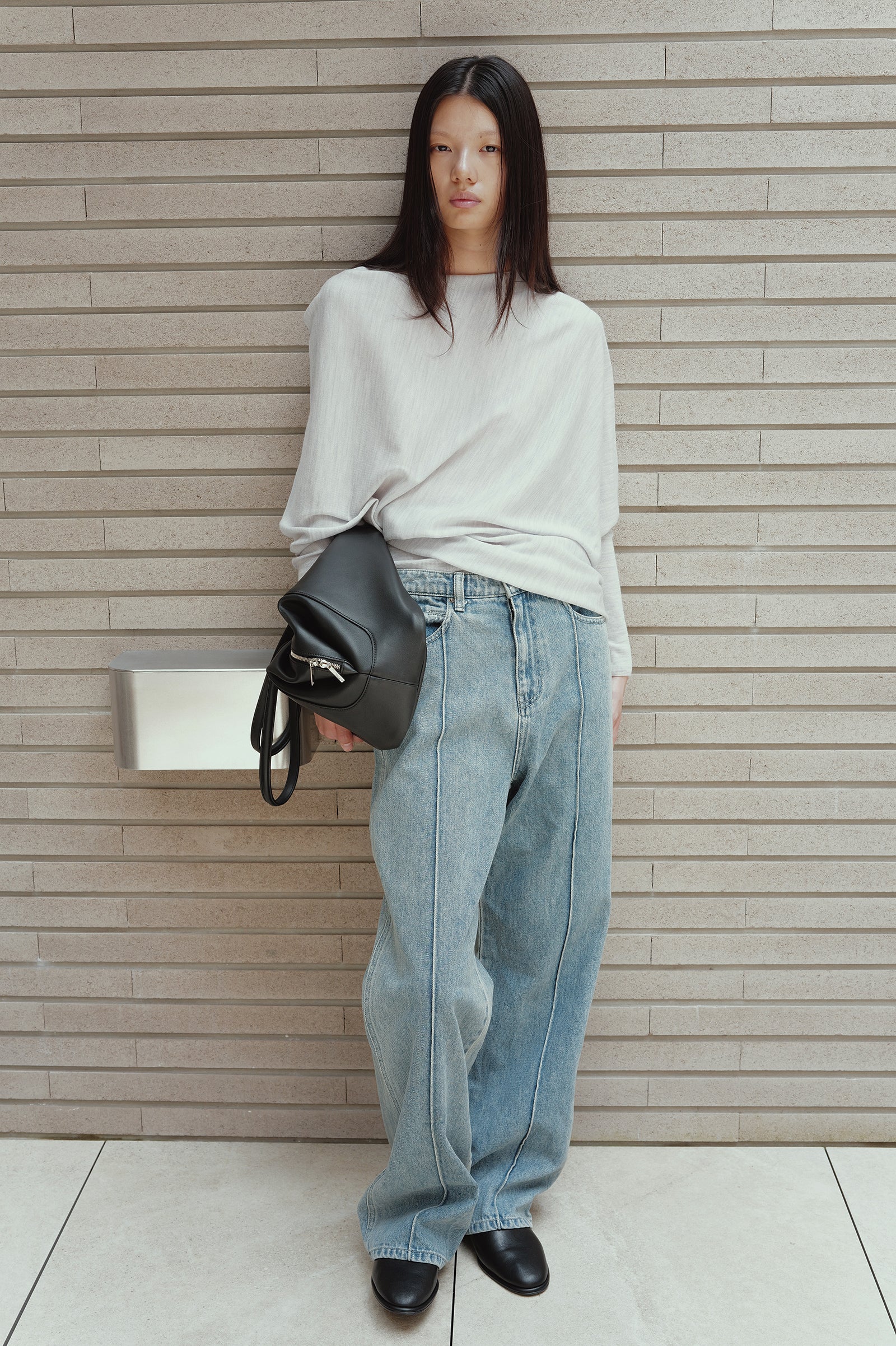 Washable 100% Wool Pullover Light Gray
