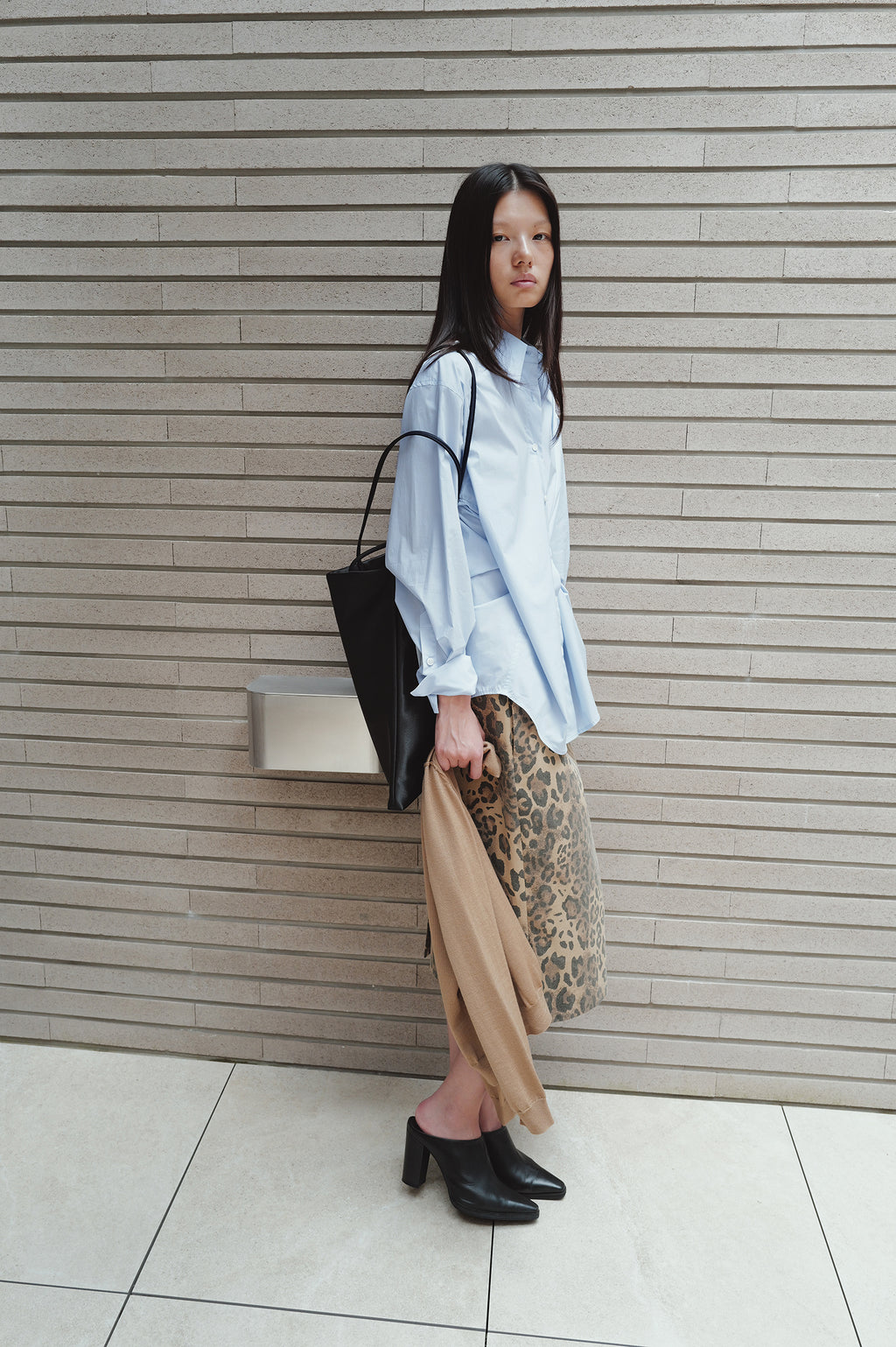 Leopard Midi Skirt Beige