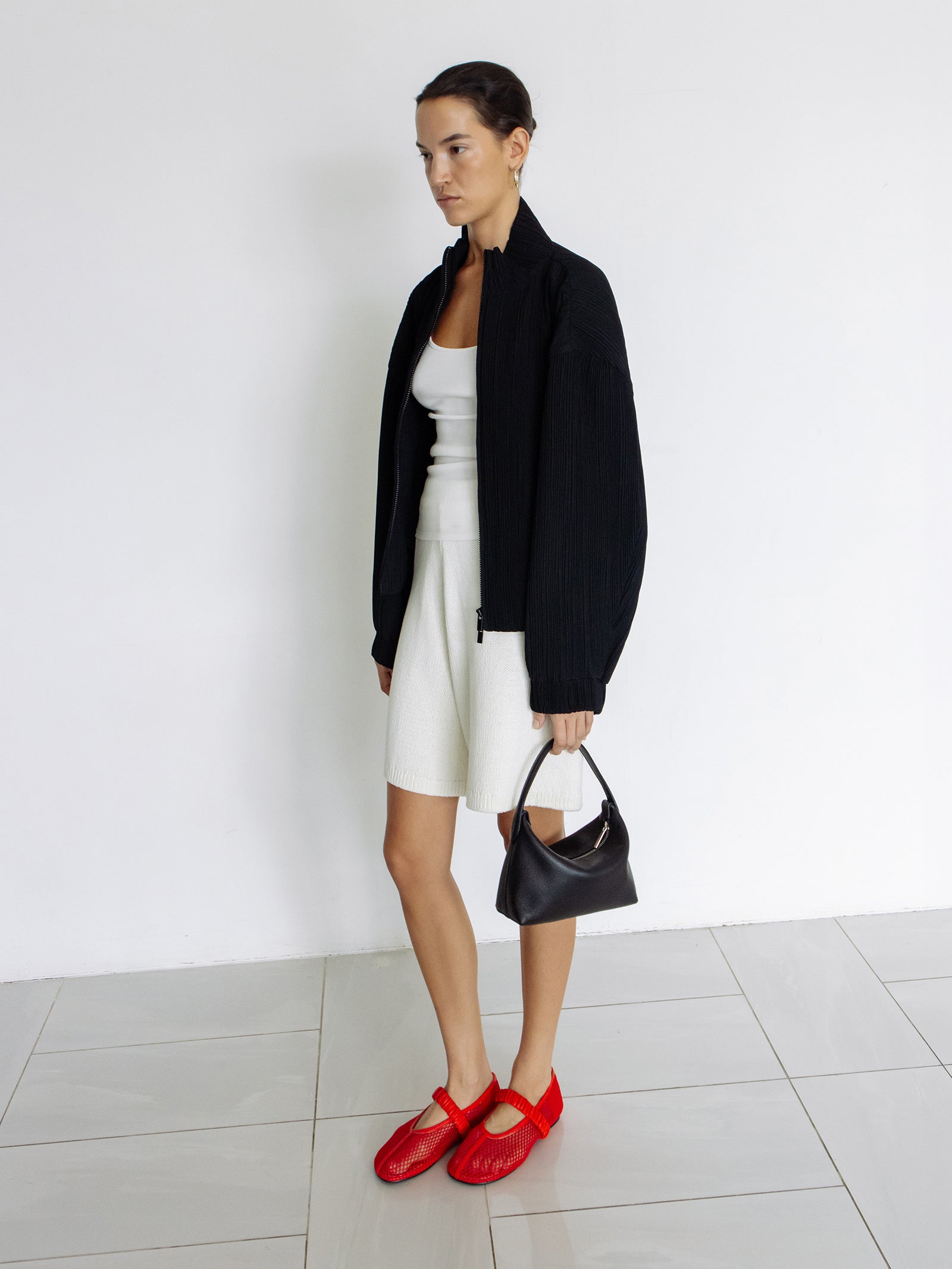 Cotton Knit Shorts Ivory