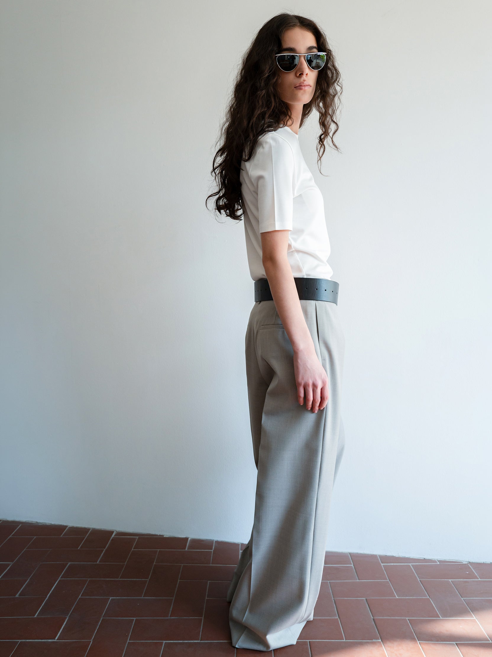 Clear Wool Trousers Gray