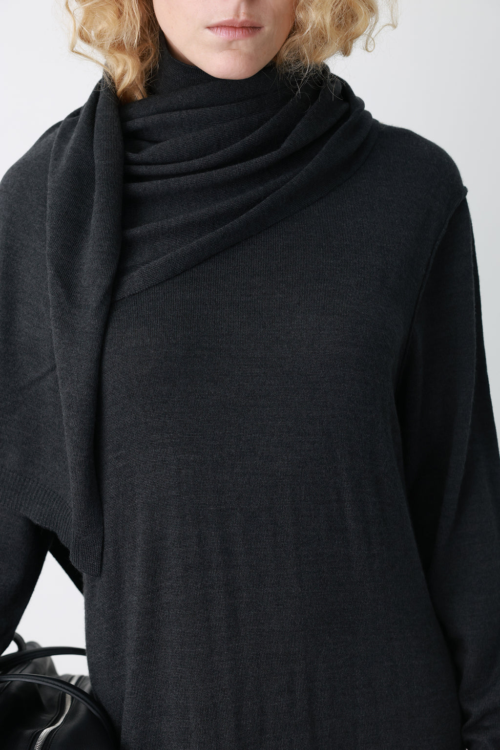 Wool blend knit dress charcoal