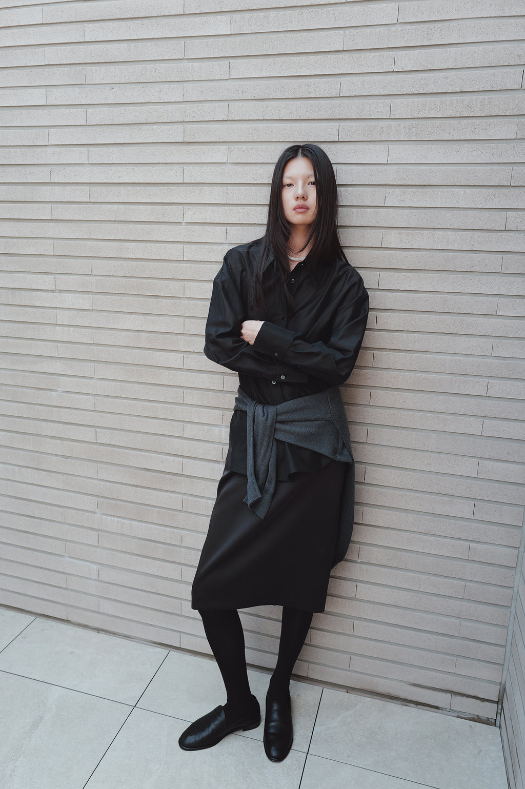 Belted Sheer Shirt Black