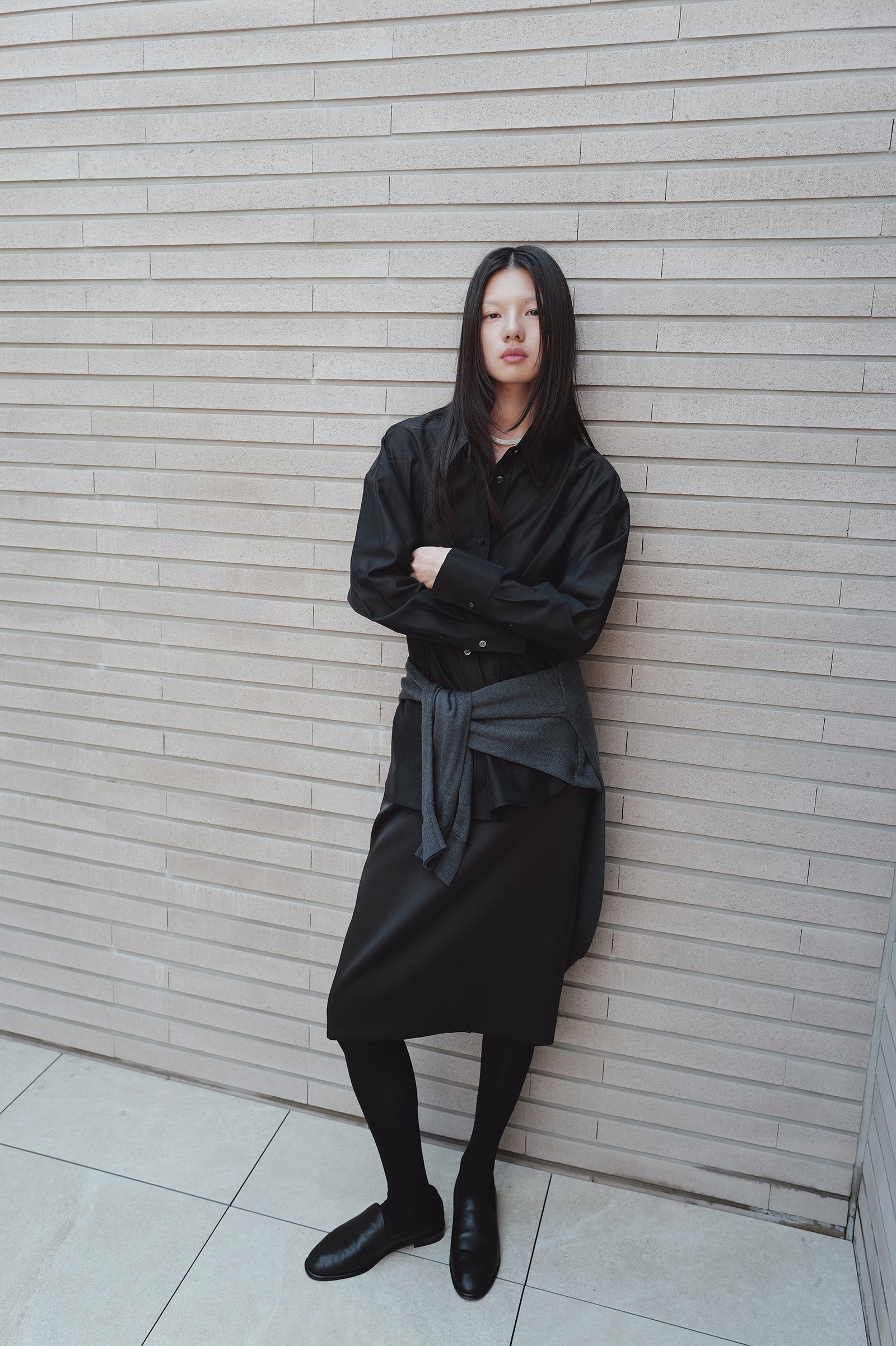 Belted Sheer Shirt Black