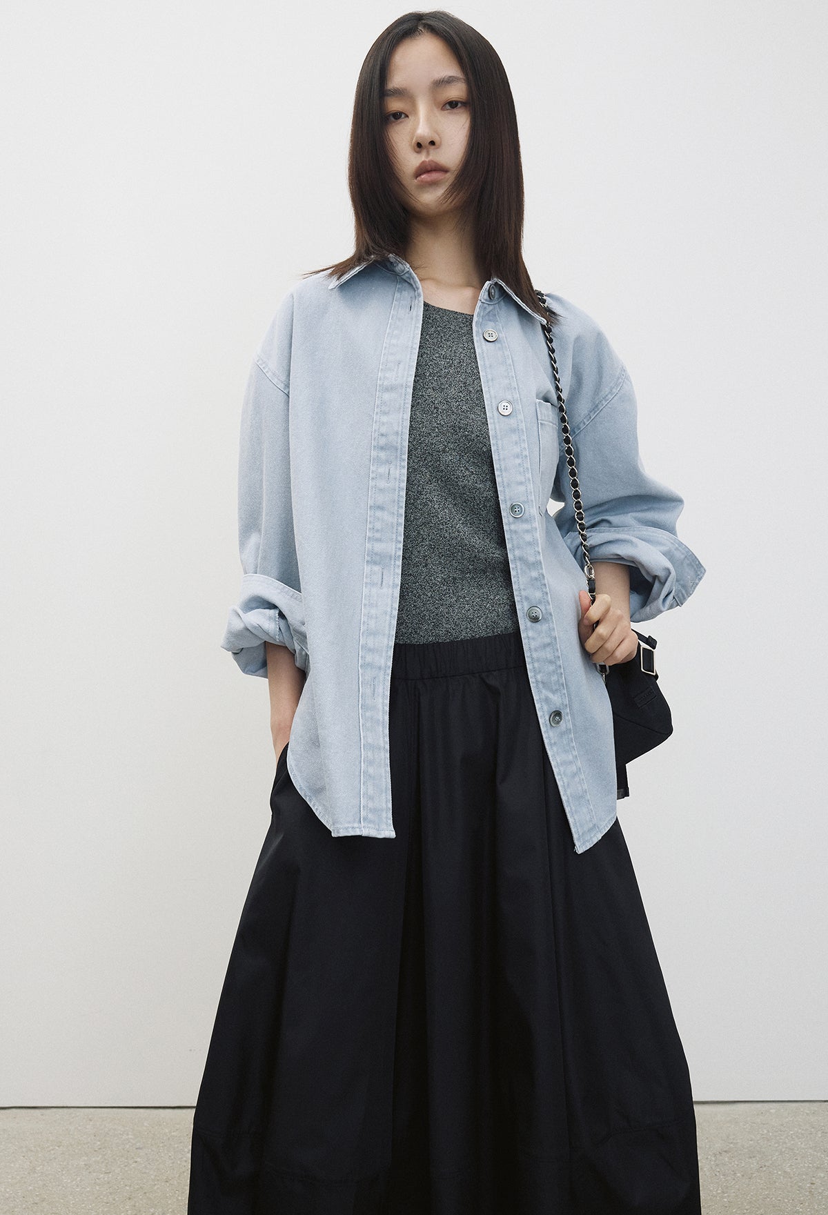 Washable Wool Cotton Curved Top Melan Black