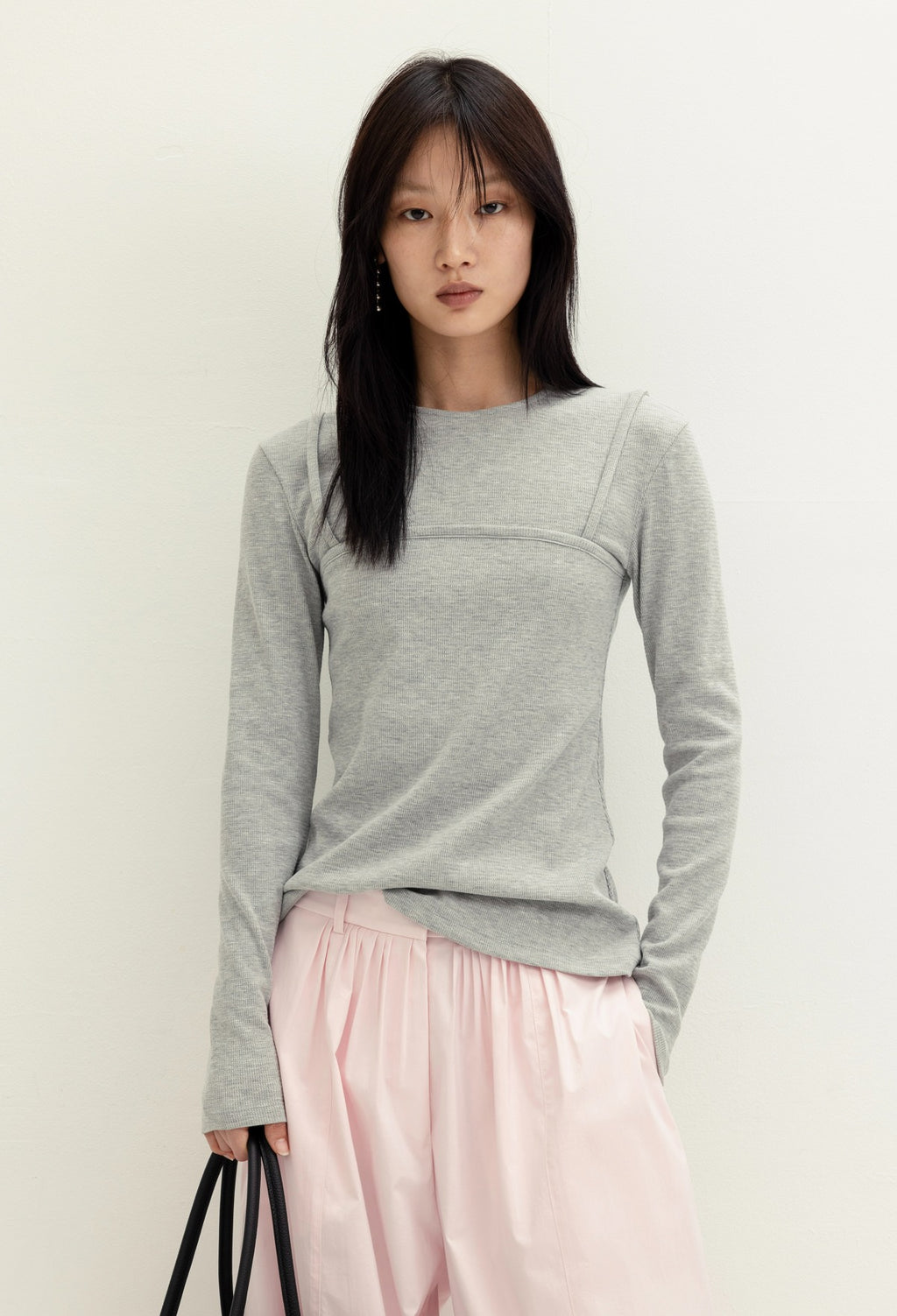 레이어드 뷔스티에 탑 그레이
