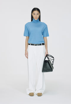 Washable Wool 100 Short-Sleeved Knit Blue
