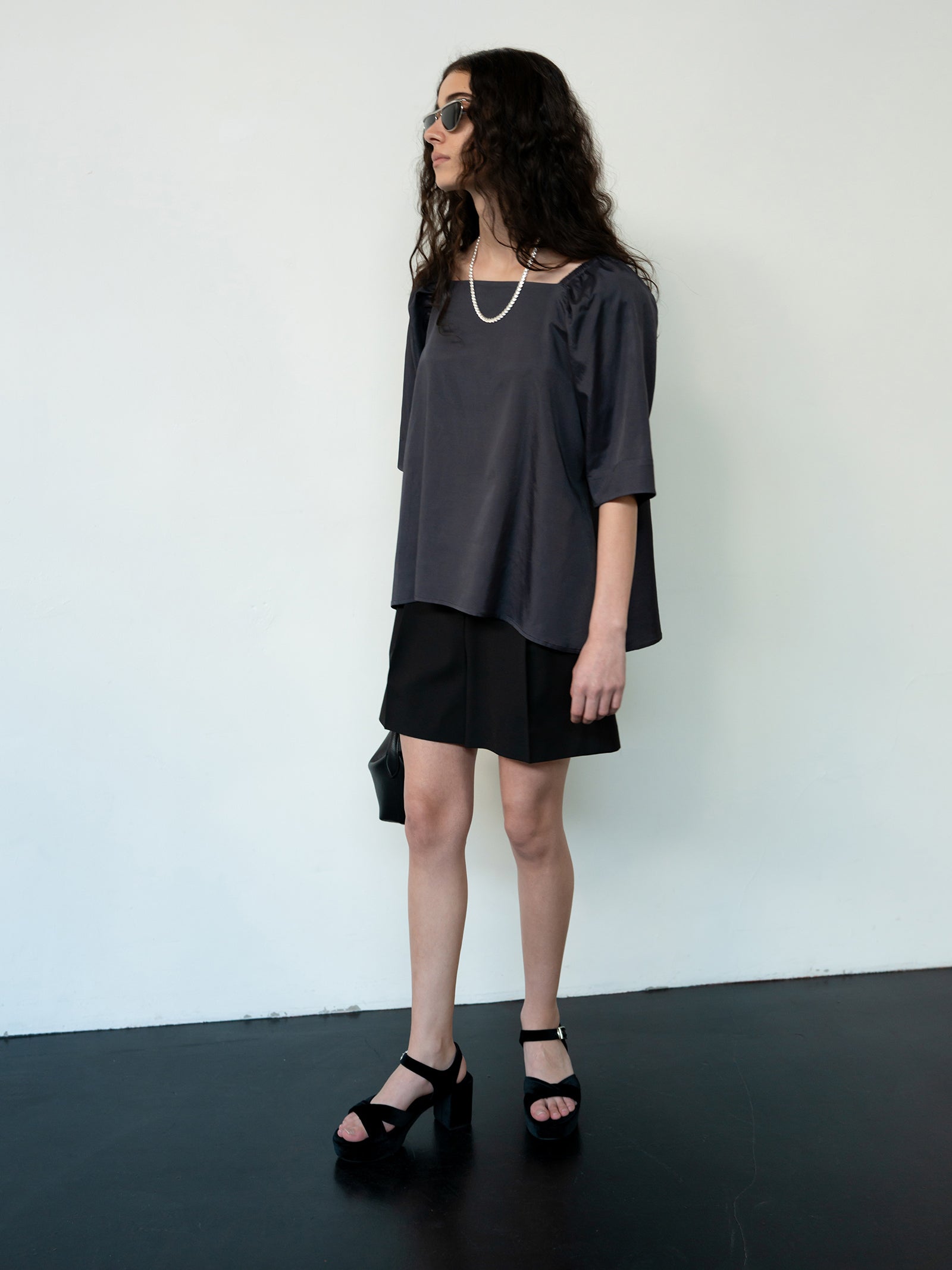 Clear Wool Shorts Black