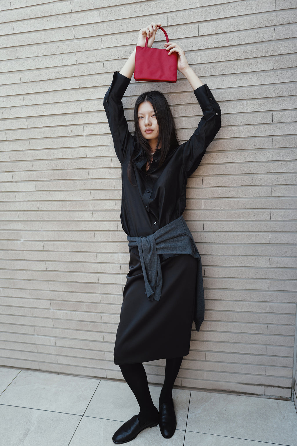 Belted Sheer Shirt Black