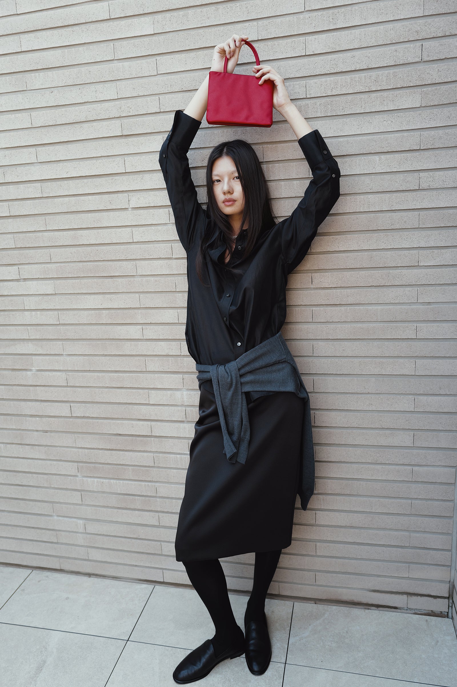 Belted Sheer Shirt Black