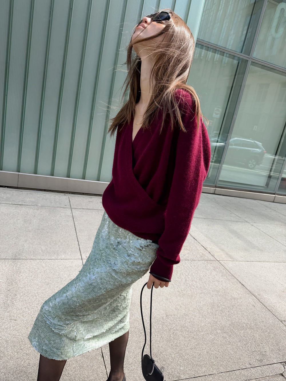 Cashmere 100 Wrap Knit Burgundy