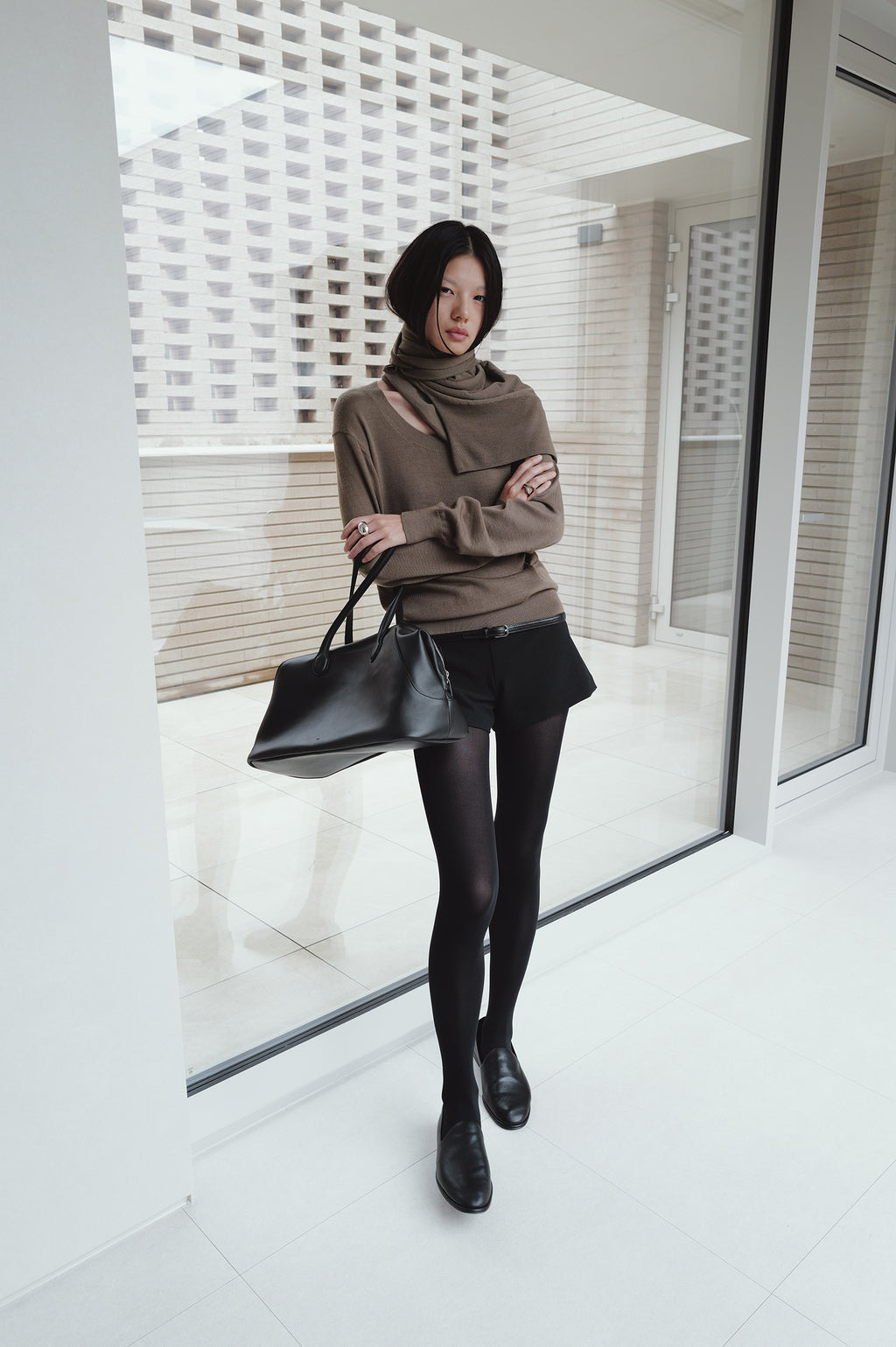 Washable 100% Wool U-Neck Pullover Taupe
