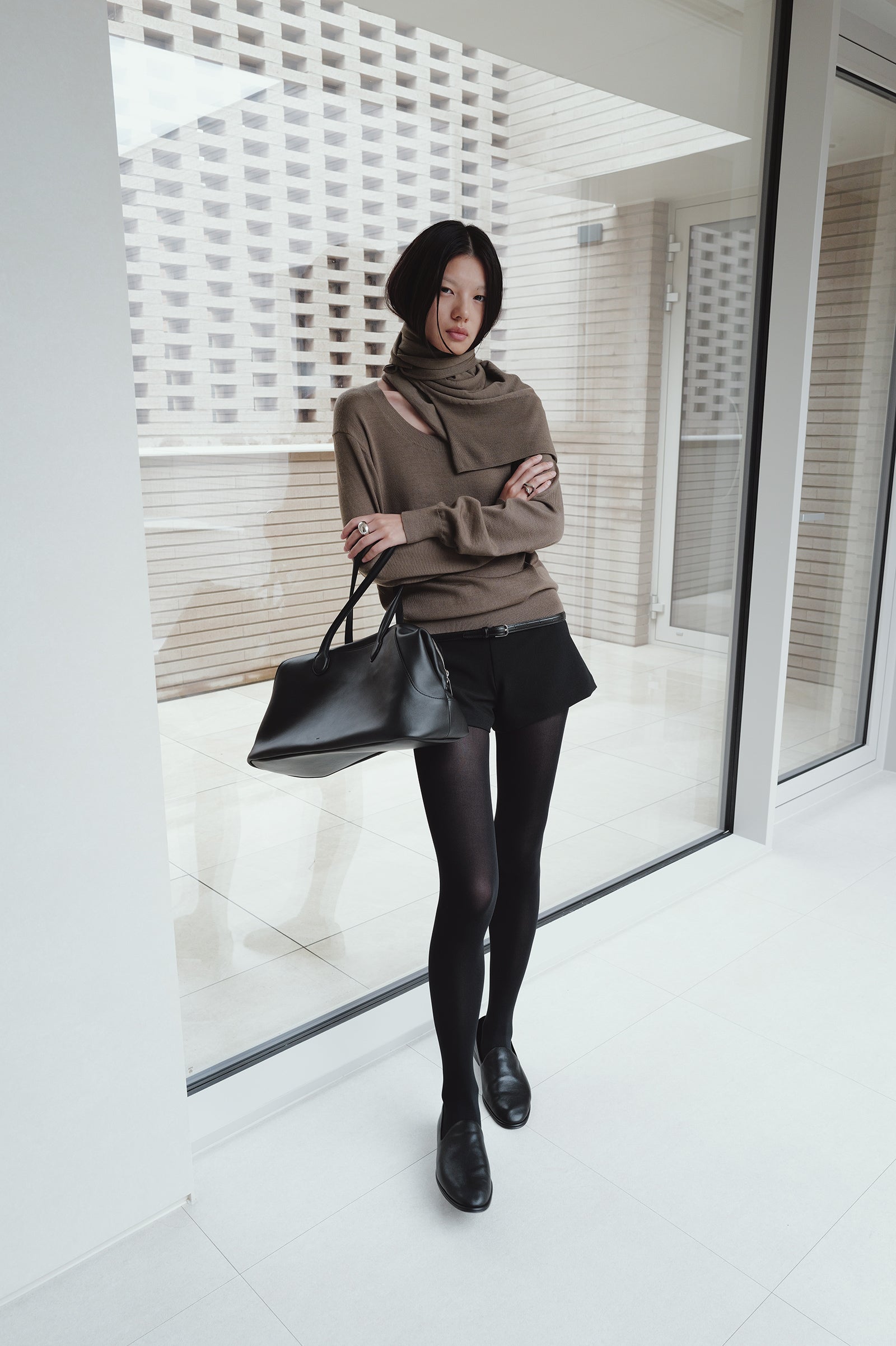 Washable 100% Wool U-Neck Pullover Taupe