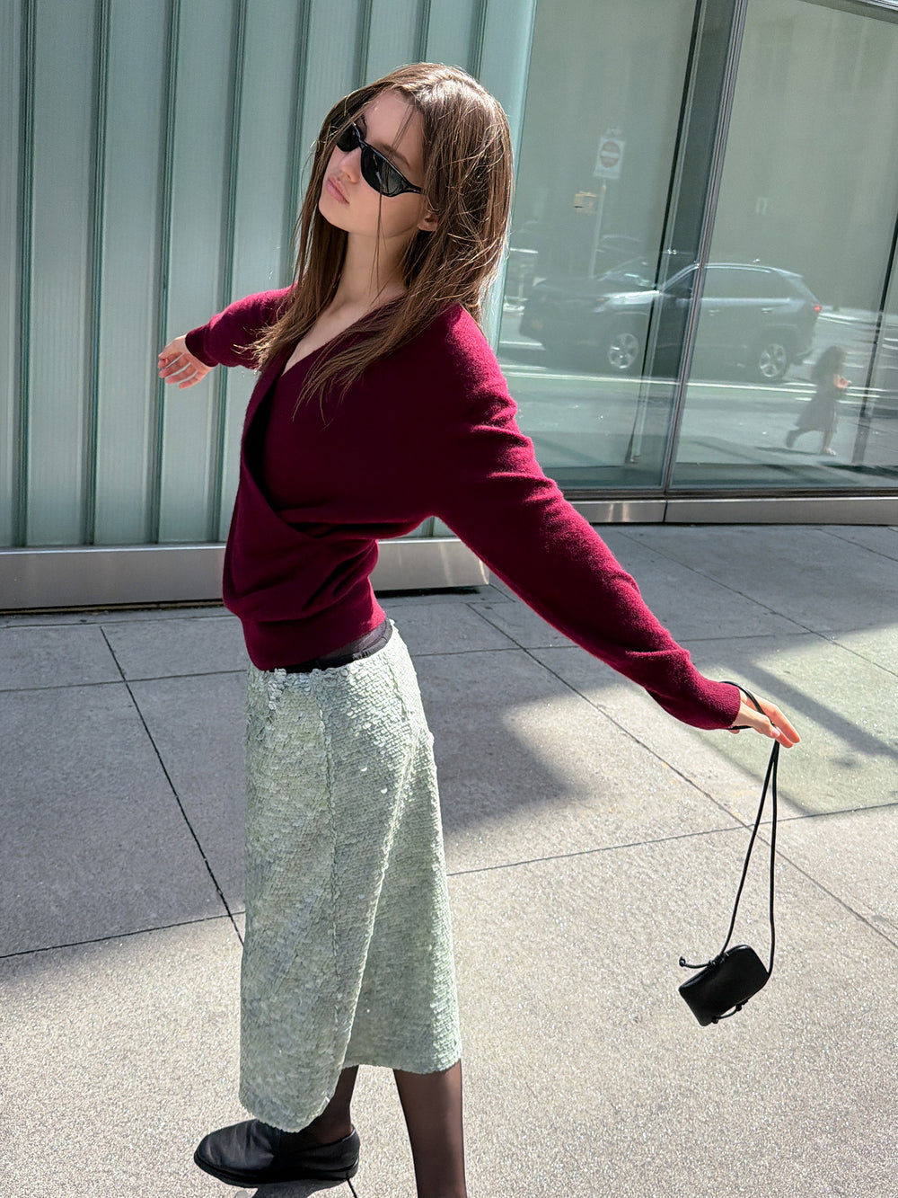 Cashmere 100 Wrap Knit Burgundy