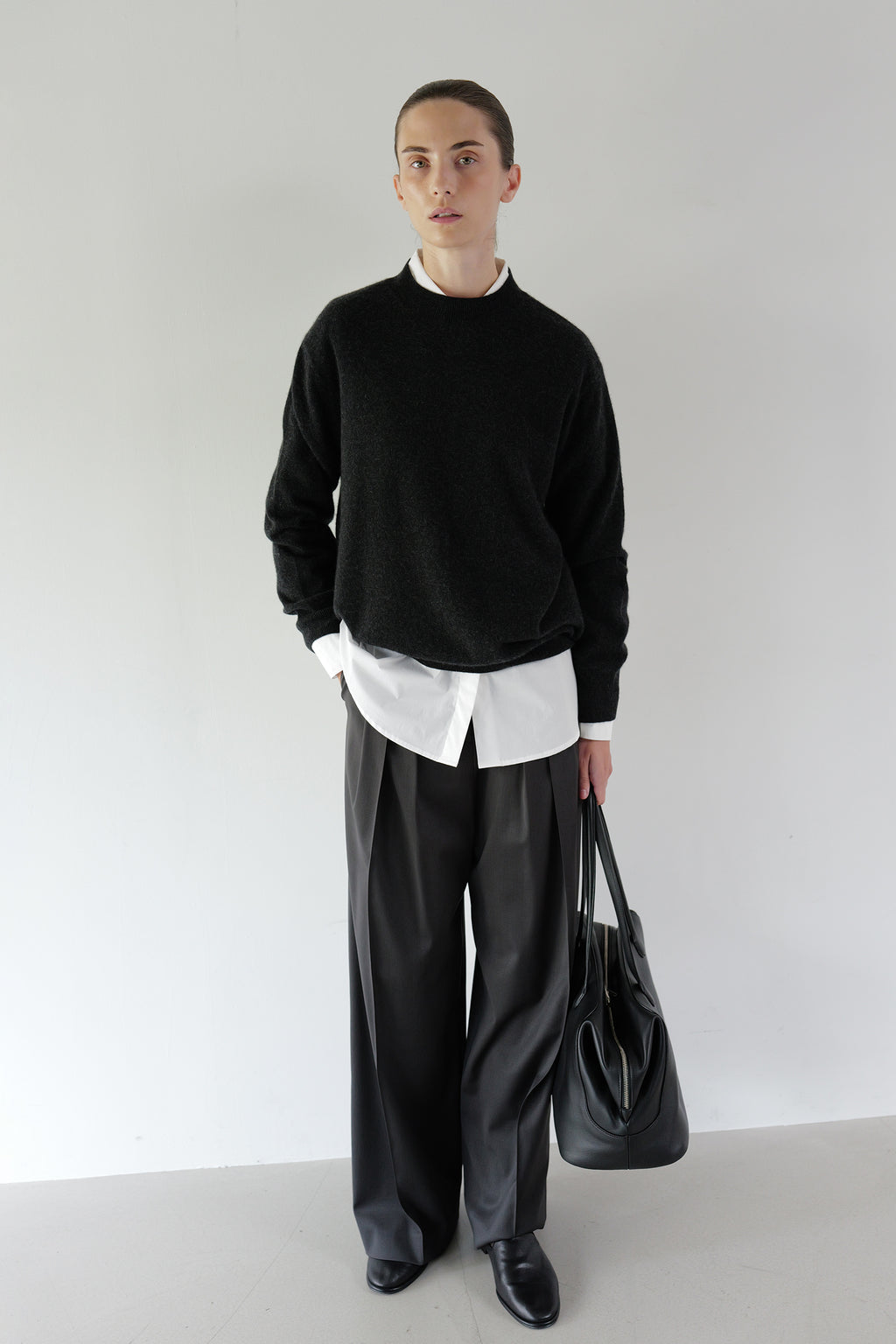 Cashmere 100 Overfit Pullover Charcoal