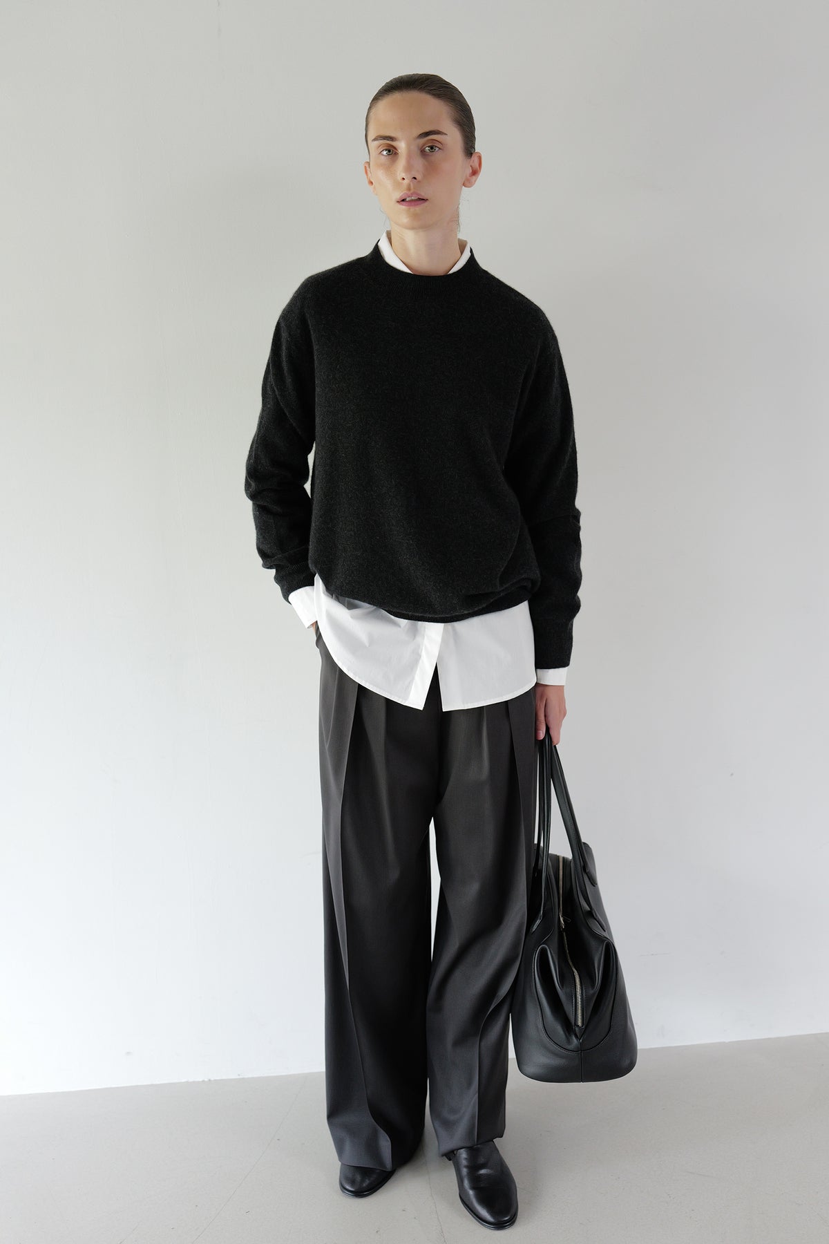 Cashmere 100 Overfit Pullover Charcoal
