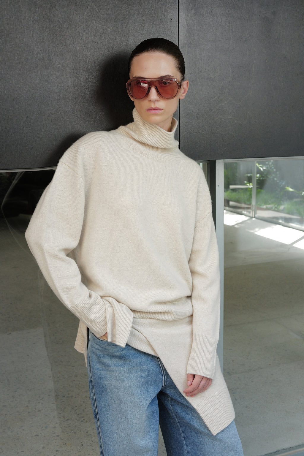 Cashmere 100% Turtleneck Knit Oatmeal