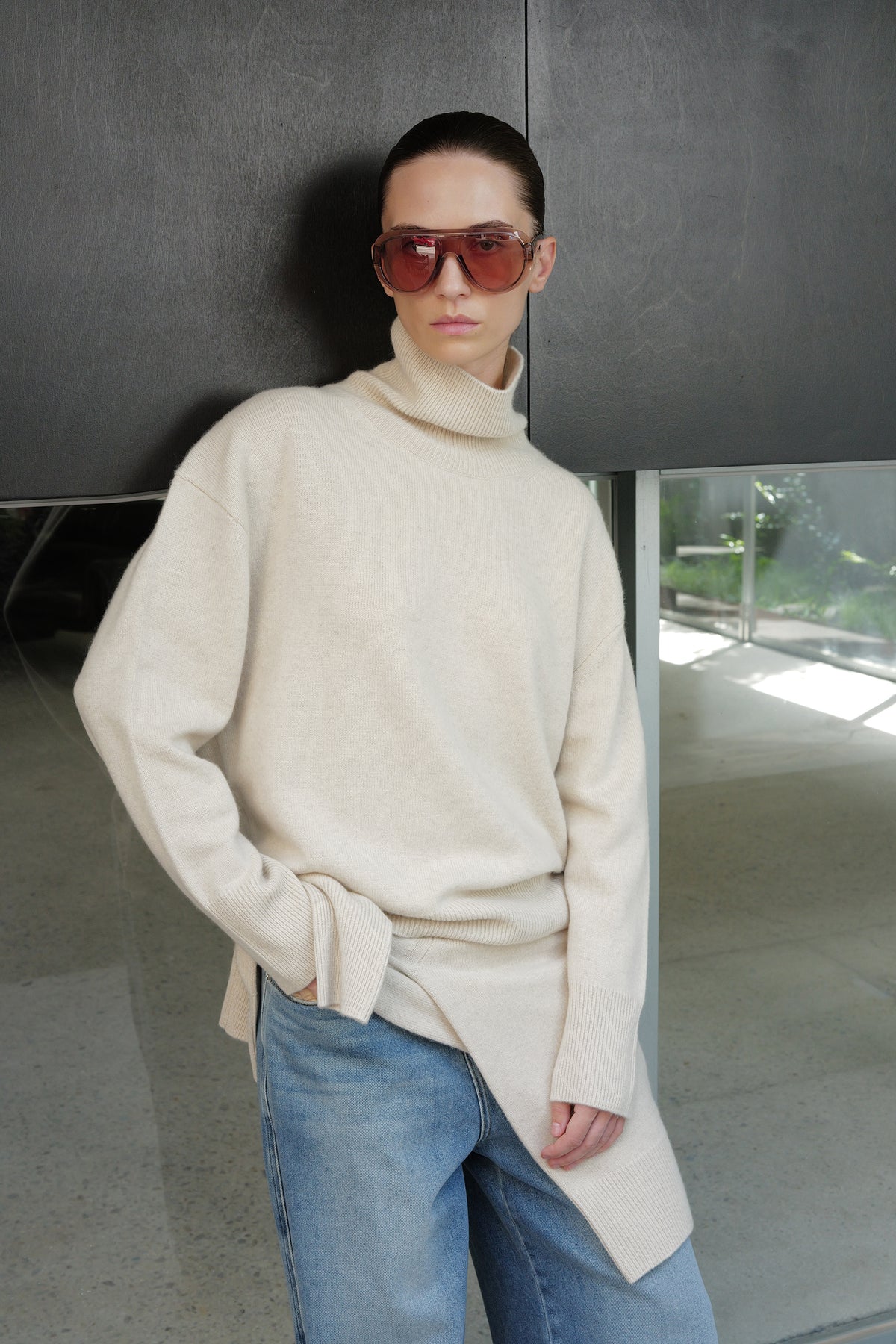 Cashmere 100% Turtleneck Knit Oatmeal