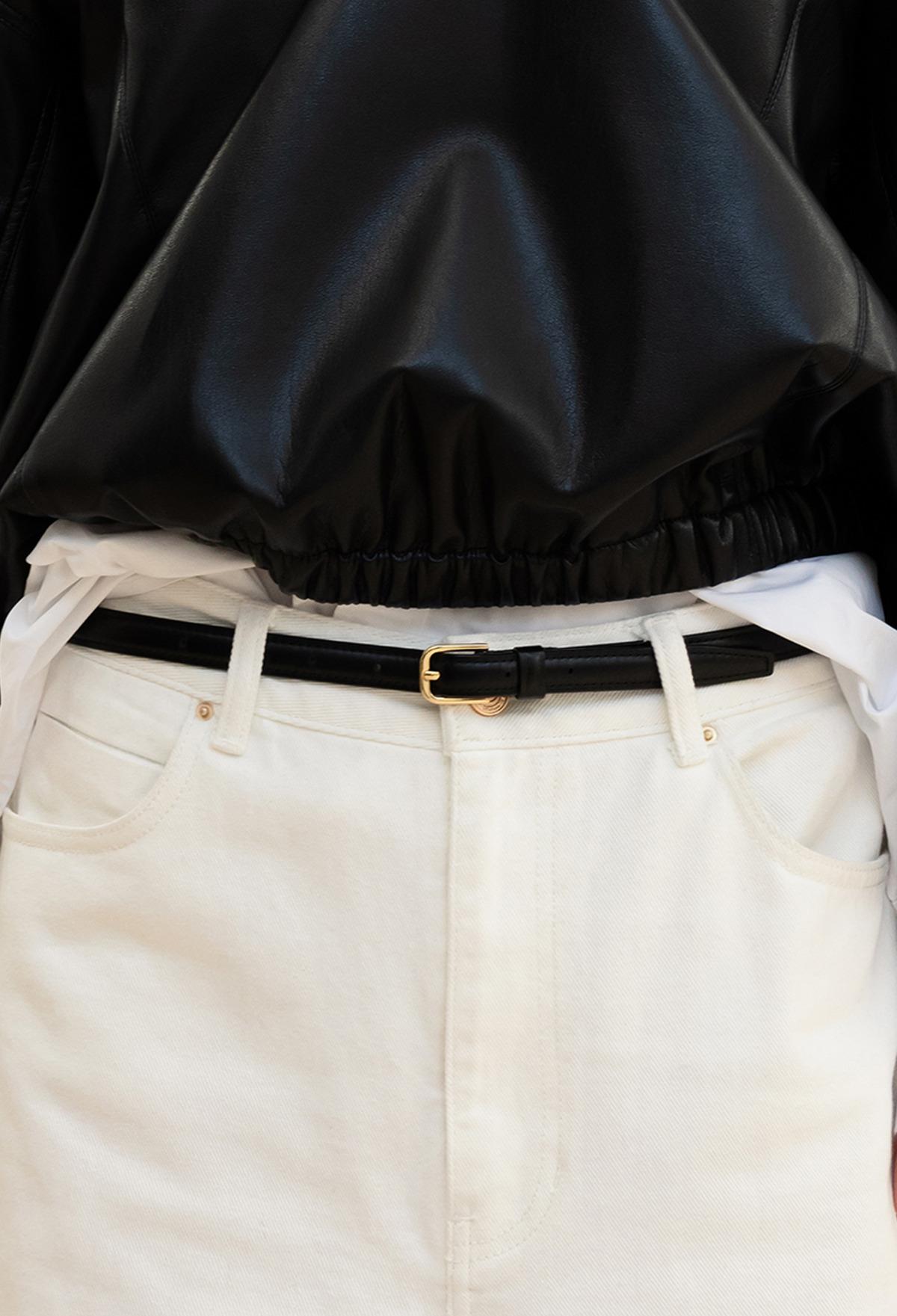 Sleek Buckle Belt Black Gold