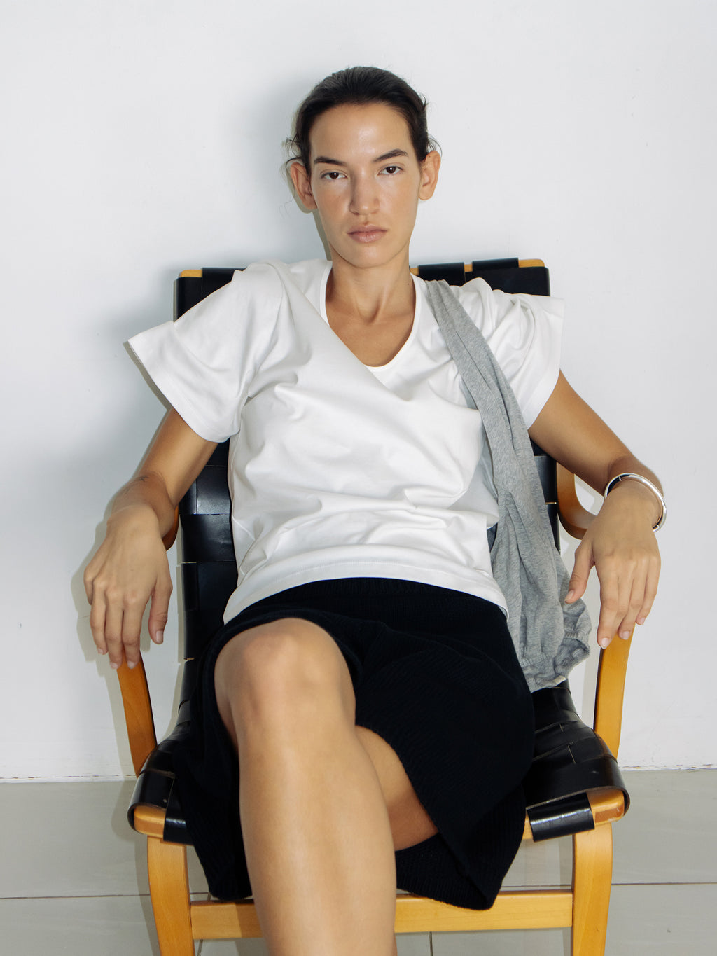 Cotton U-Neck T-Shirt Ivory