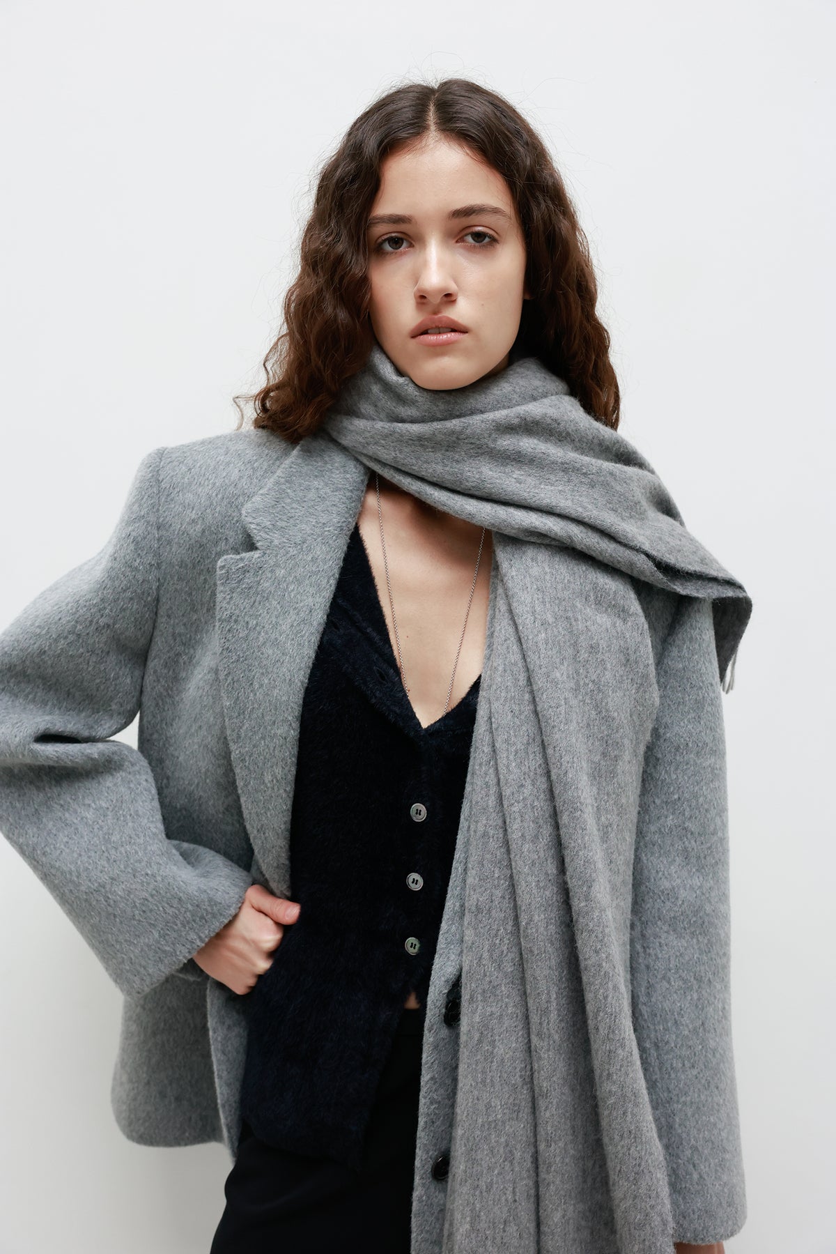 Combi Lambswool Muffler Gray
