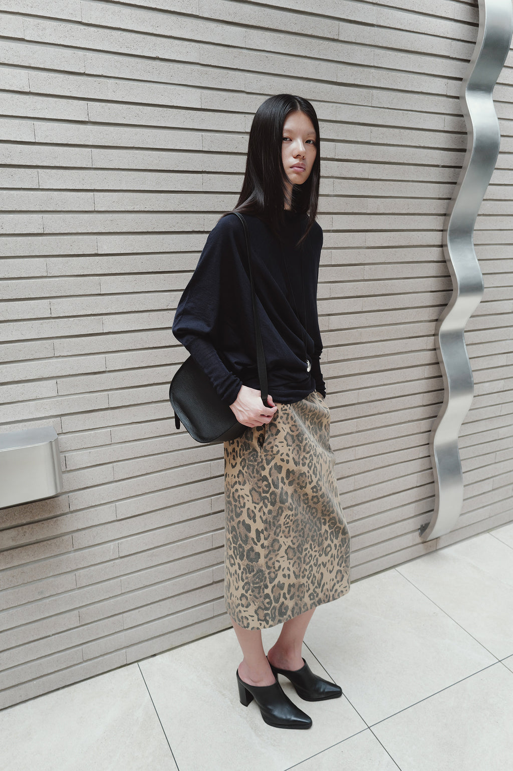 Leopard Midi Skirt Beige