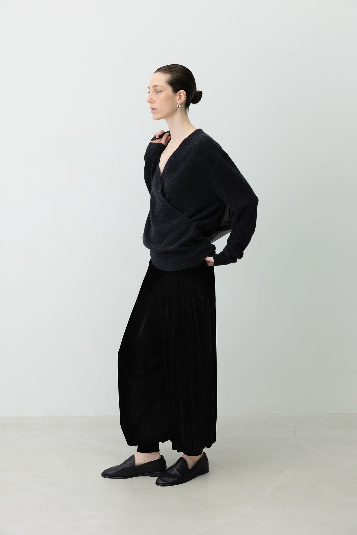 Velvet Parachute Pants Black