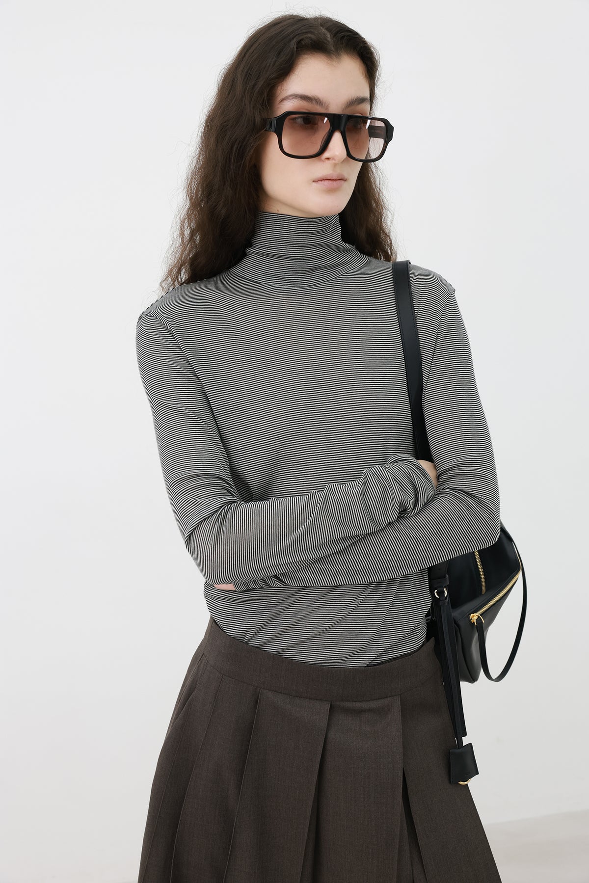 Striped turtleneck t-shirt