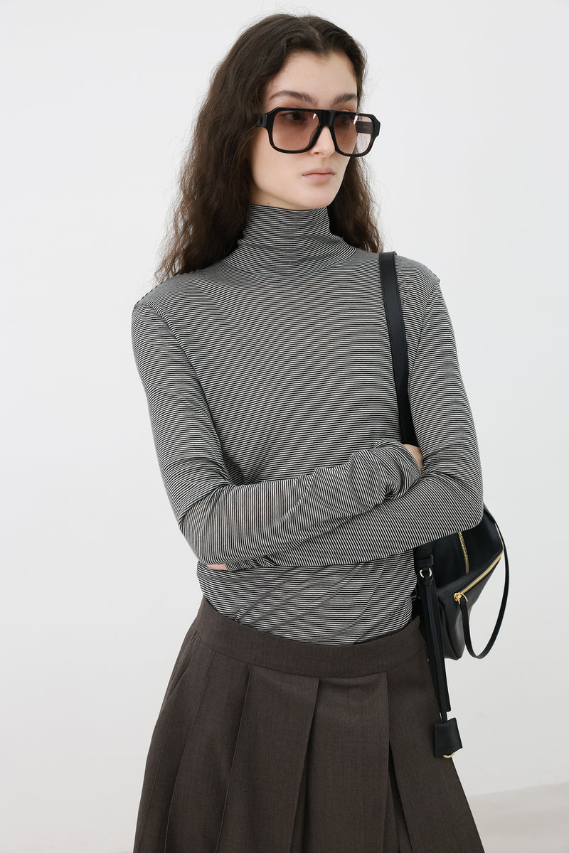 Striped turtleneck t-shirt