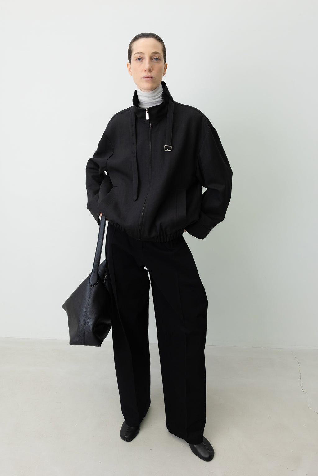 High-Neck Blouson Jumper Charcoal