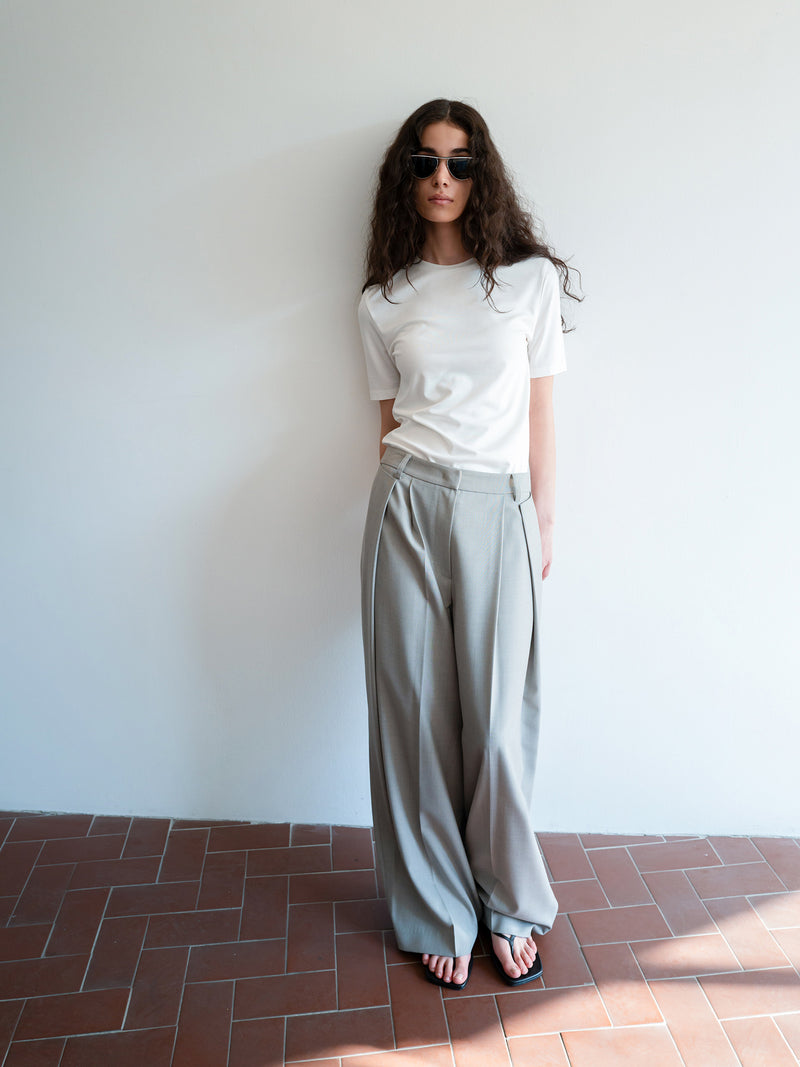 Clear Wool Trousers Gray