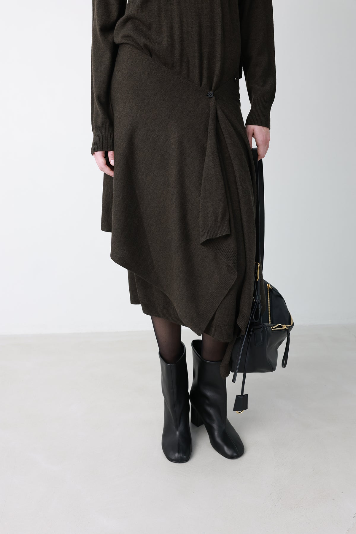Wool blend knit dress khaki
