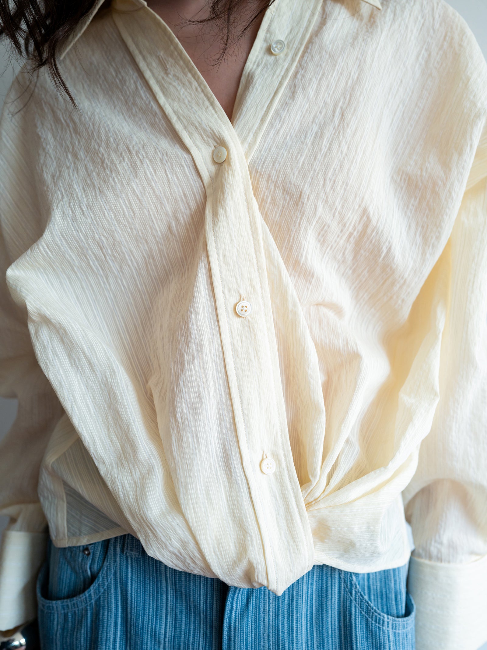 Seersucker Twist Shirt Yellow