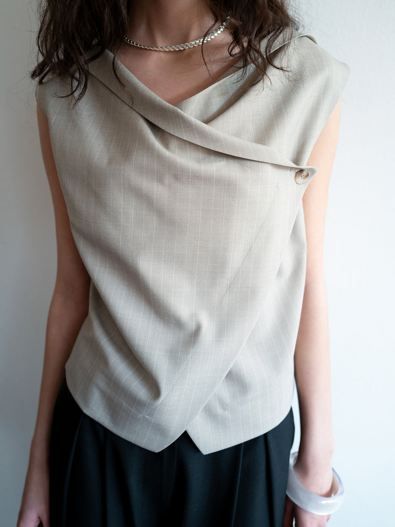 Tilted Cowl Vest Beige