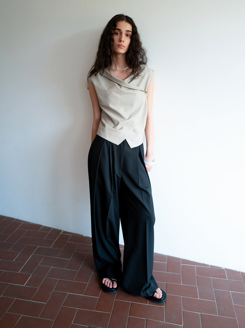 Clear Wool Trousers Black
