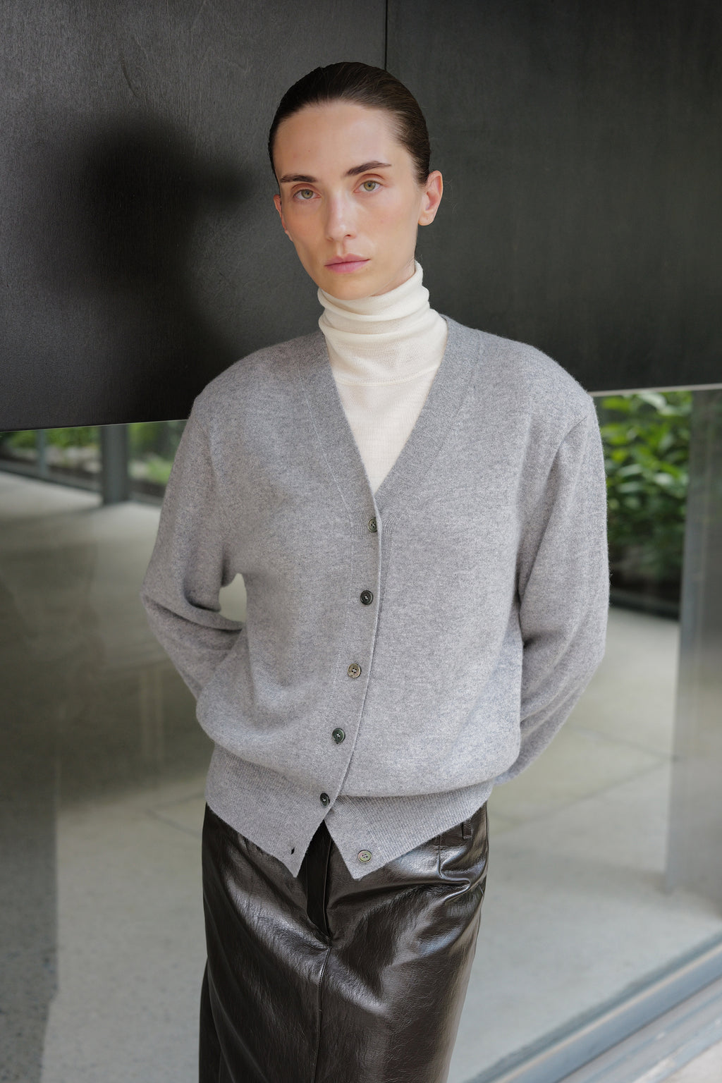 Cashmere 100 Padded Cardigan Grey