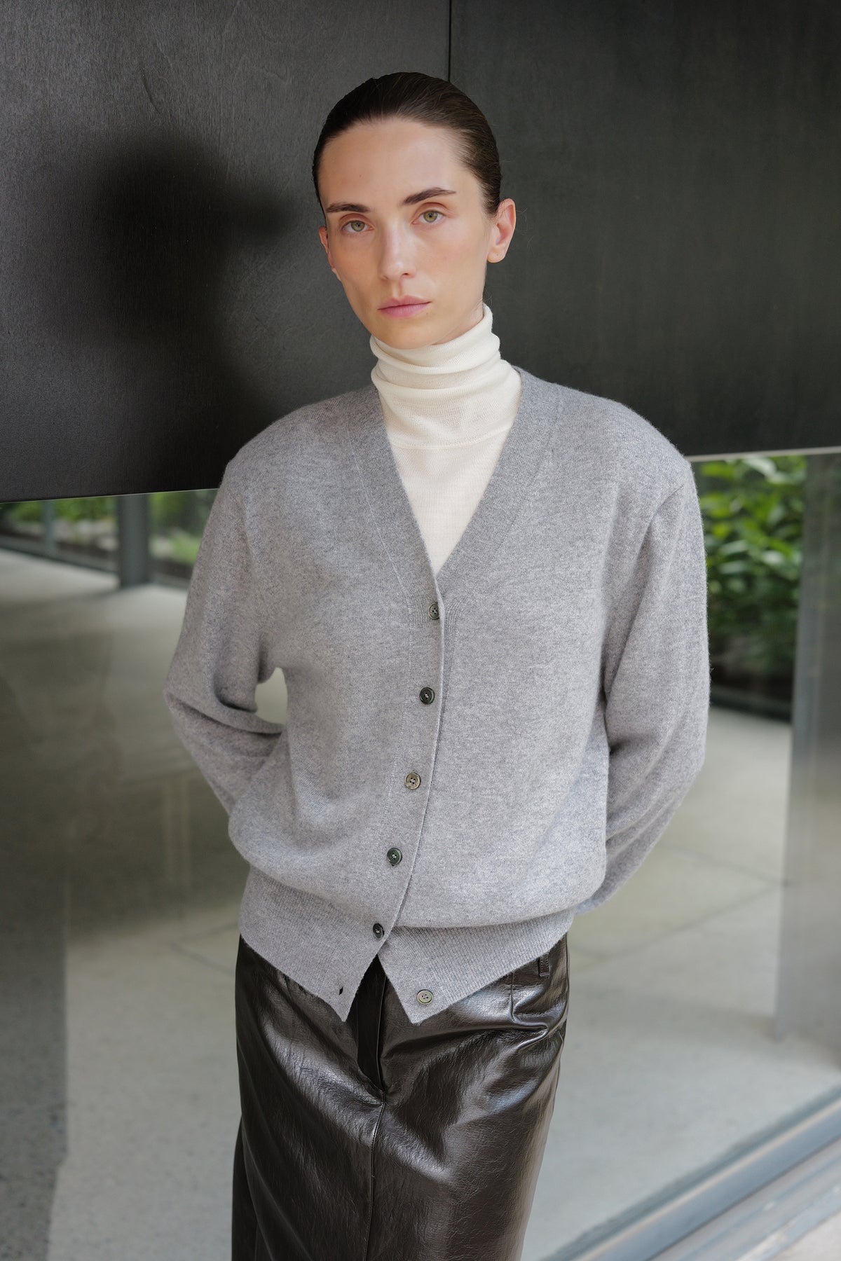 Cashmere 100 Padded Cardigan Grey