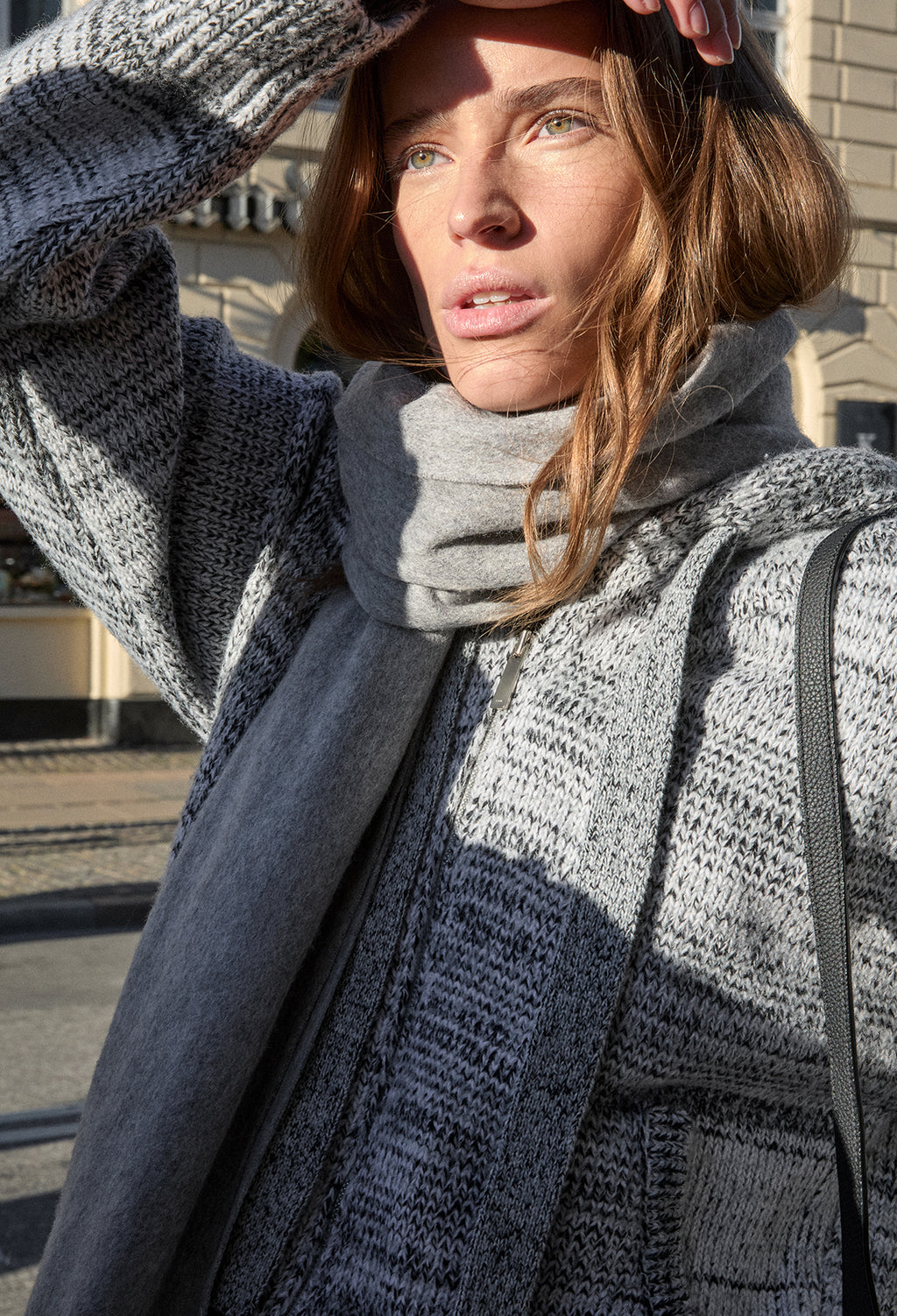 Lambswool Fringe Muffler Gray