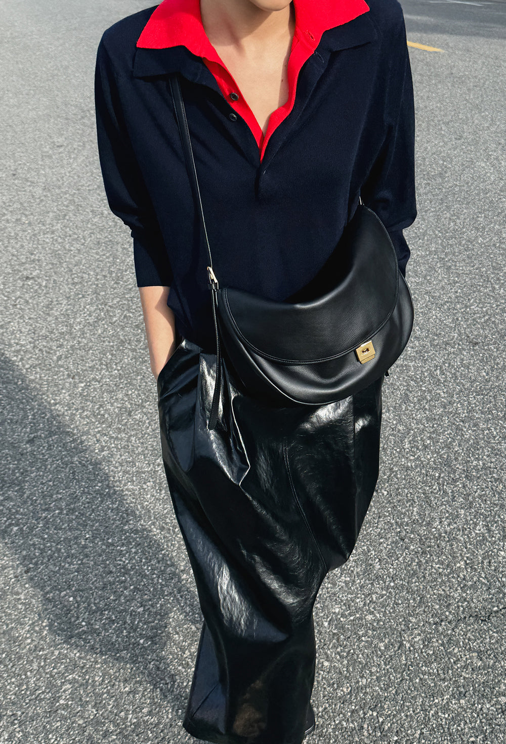 Spring Wool Pique Knit Navy