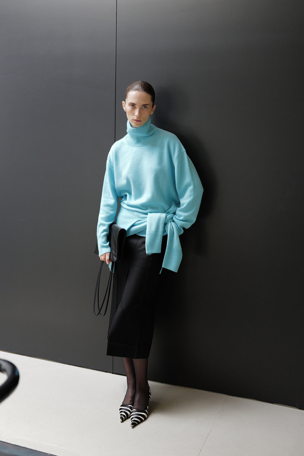 Cashmere 100 Turtleneck Knit Mint Blue