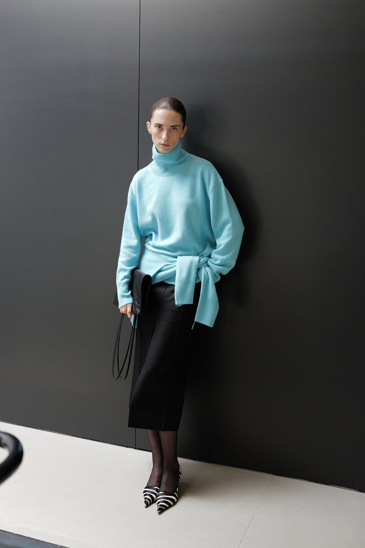 Cashmere 100 Turtleneck Knit Mint Blue