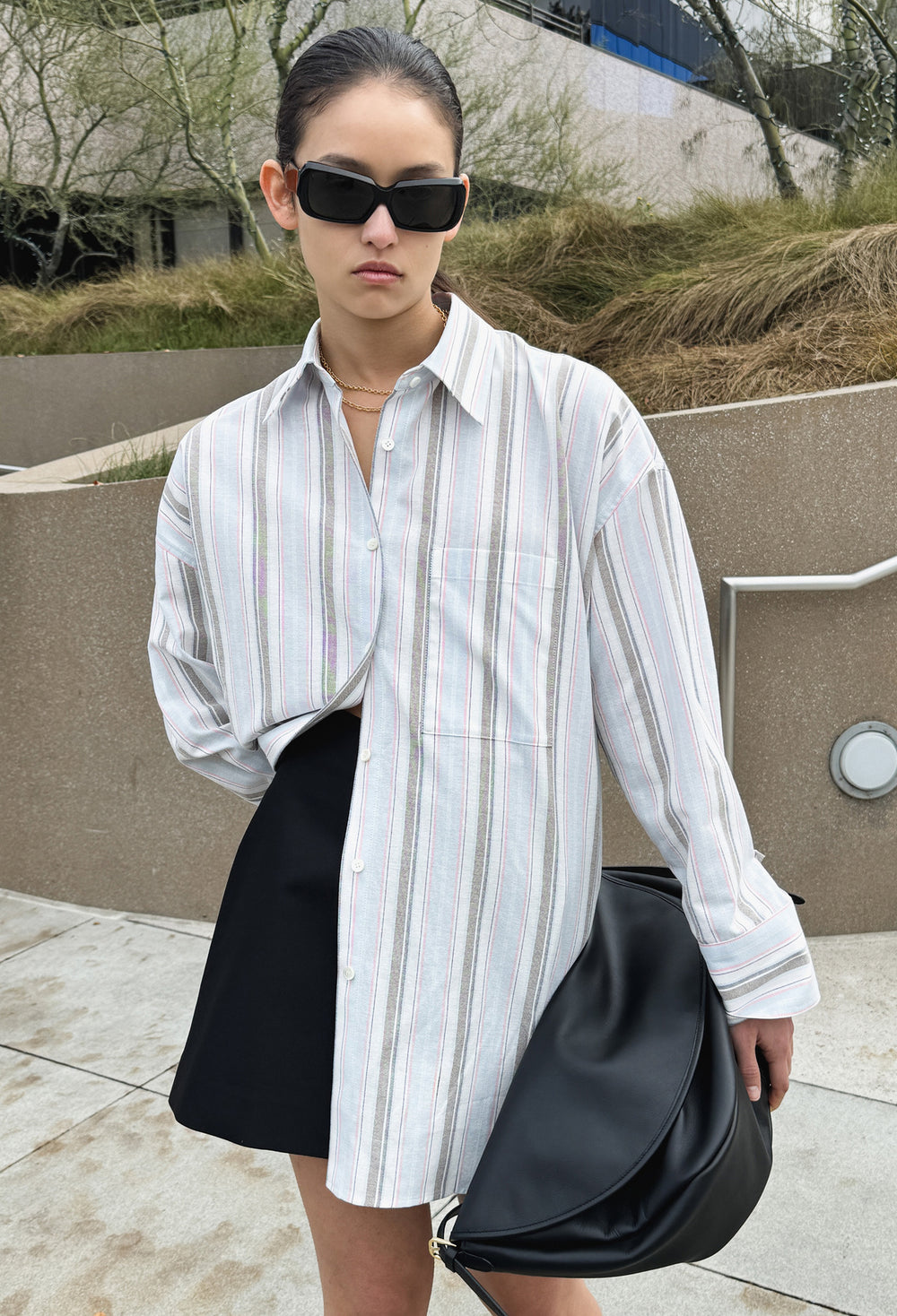 Wool Wrap Mini Skirt Black