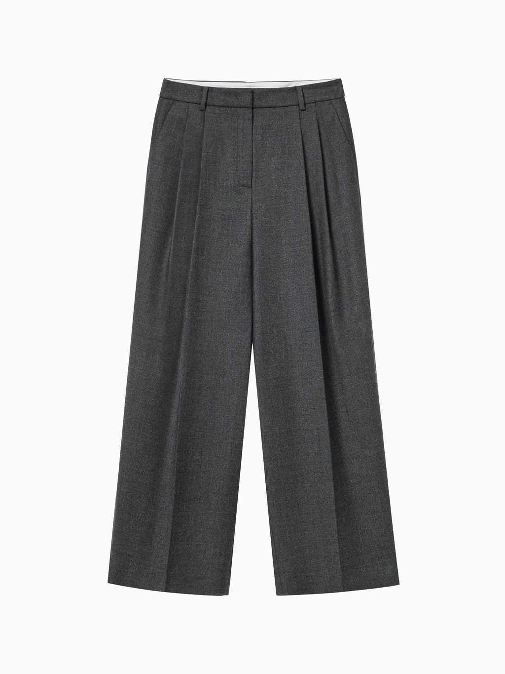 Double Tuck Wool Trousers Charcoal