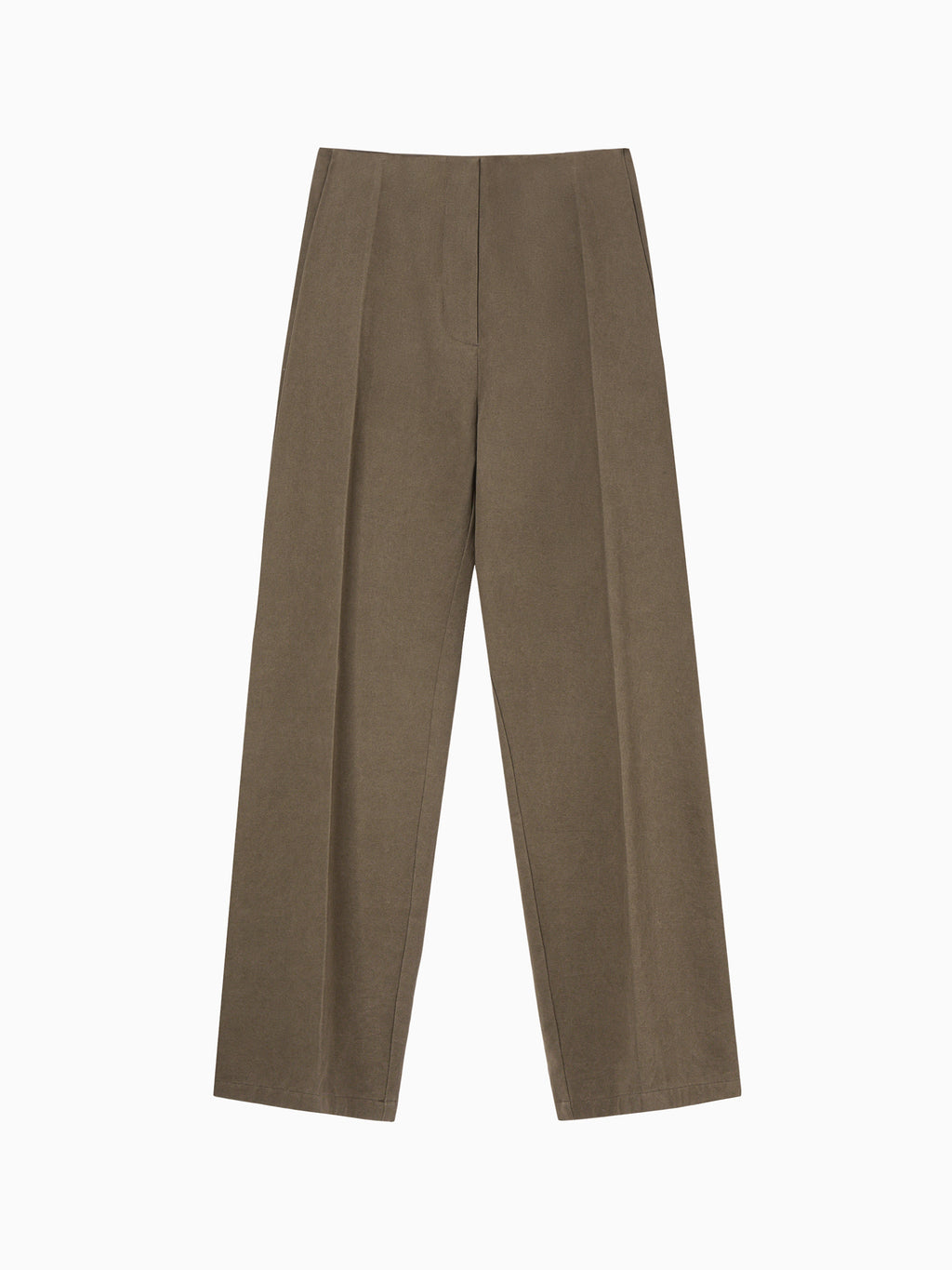 Cotton Volume Tuck Pants Brown