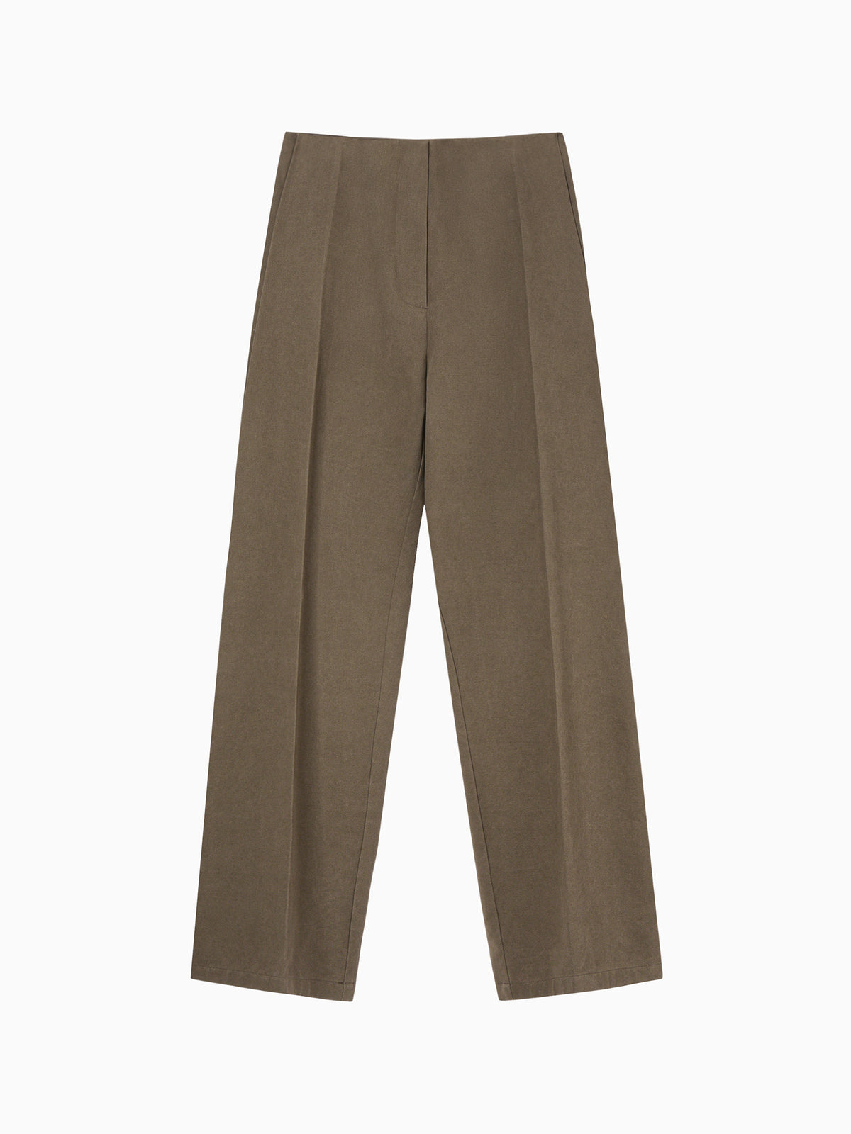 Cotton Volume Tuck Pants Brown