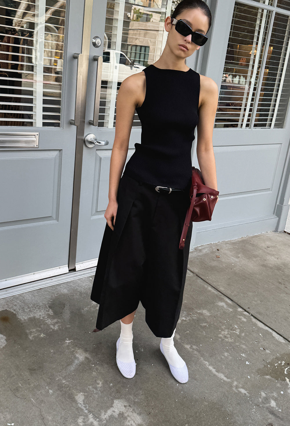 High-density Knit Top Black