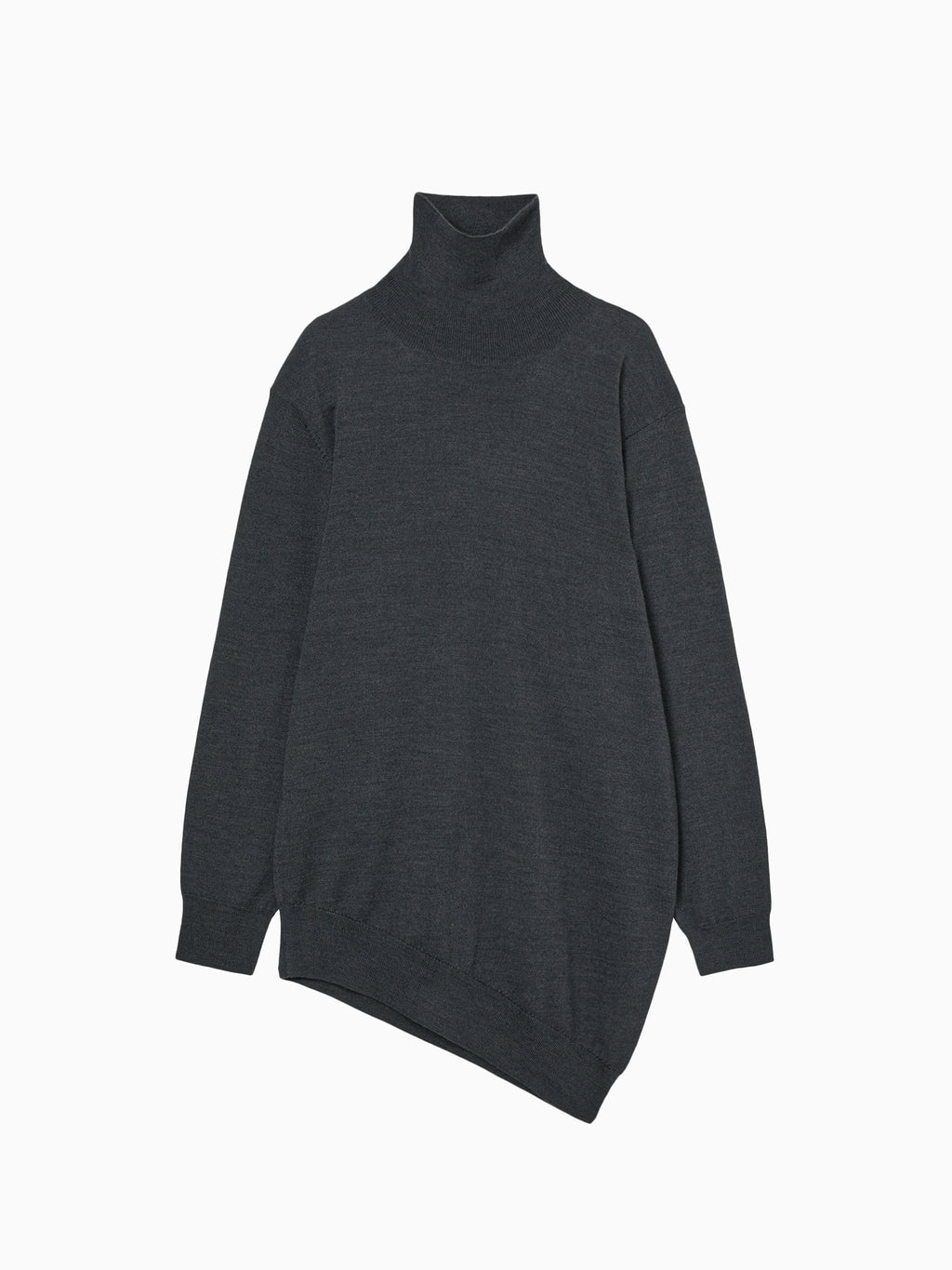 Wool Blend Turtleneck Knit Dark Gray