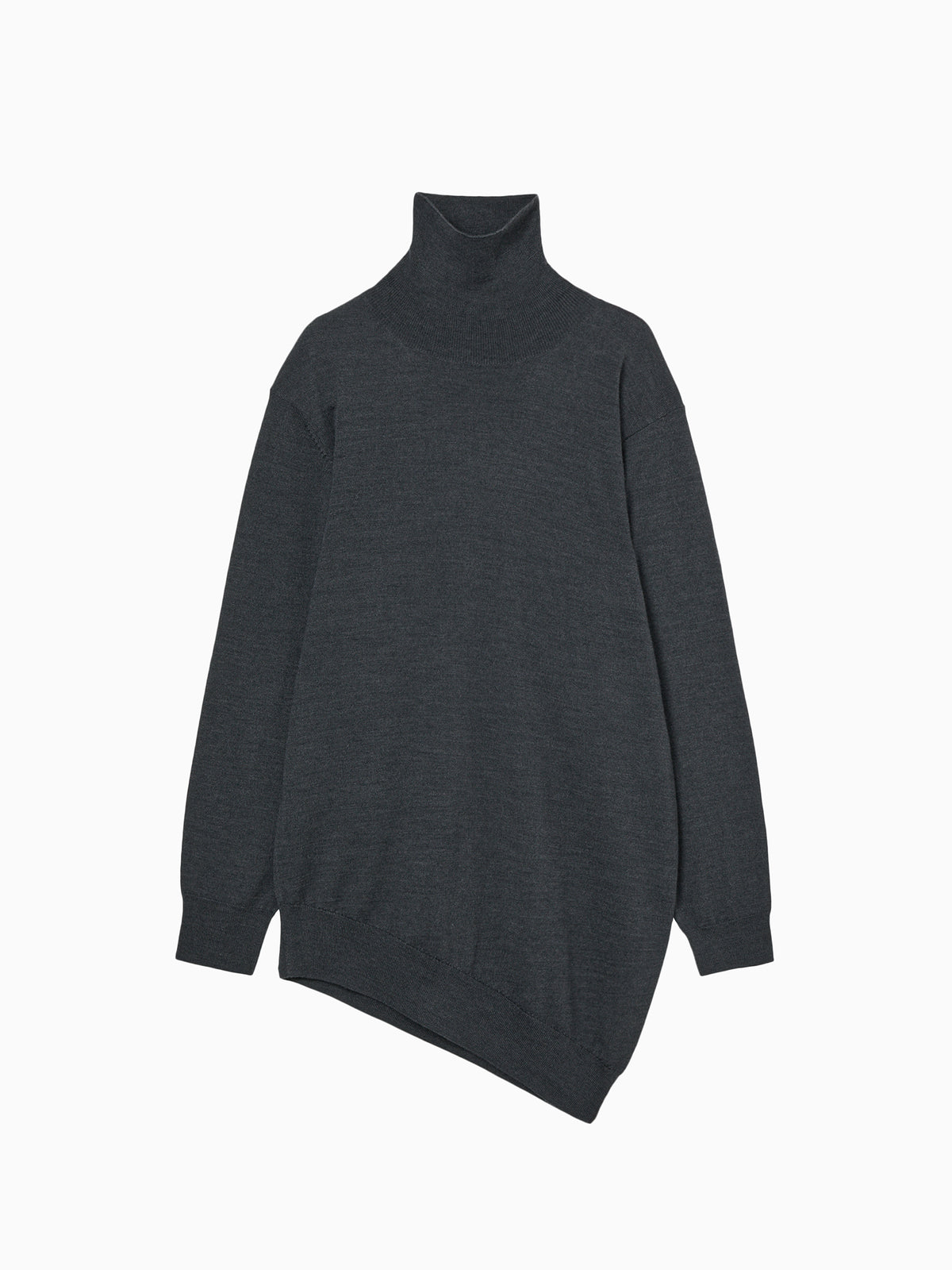 Wool Blend Turtleneck Knit Dark Gray