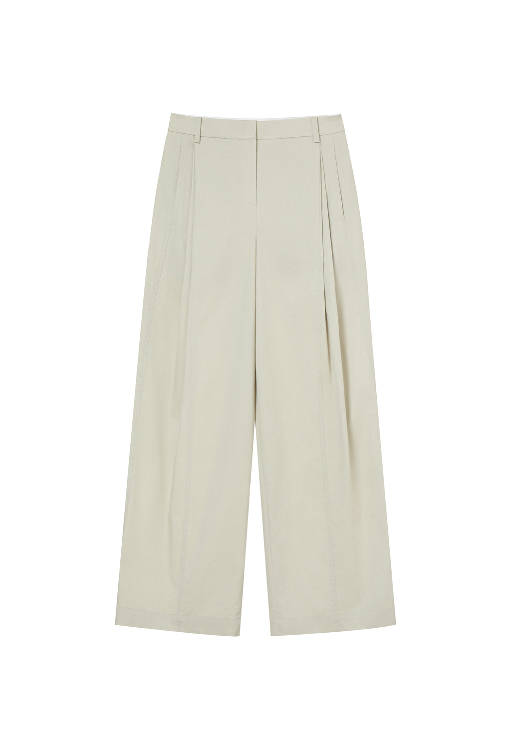 Cotton Pintuck Trousers Light Khaki
