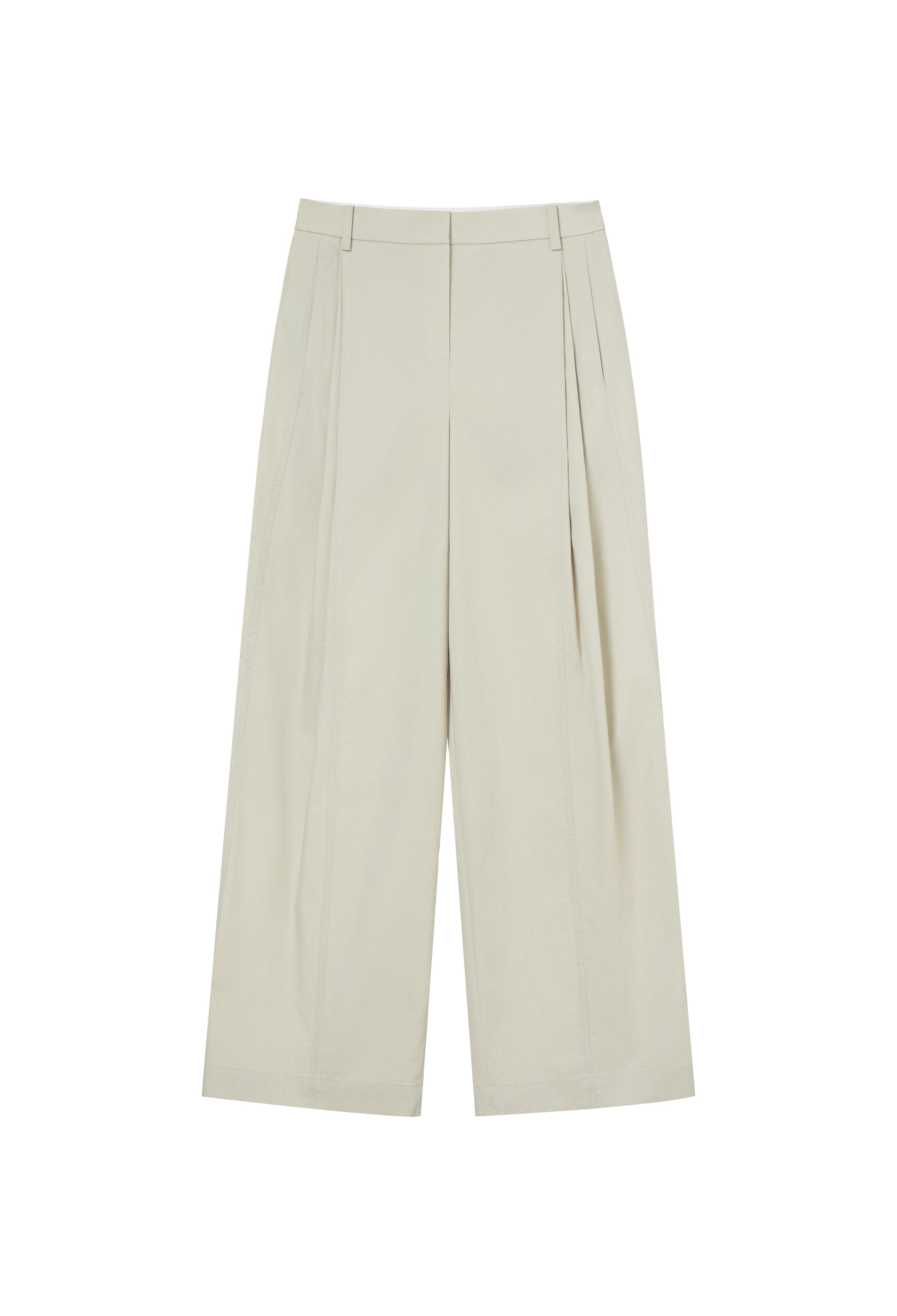 Cotton Pintuck Trousers Light Khaki