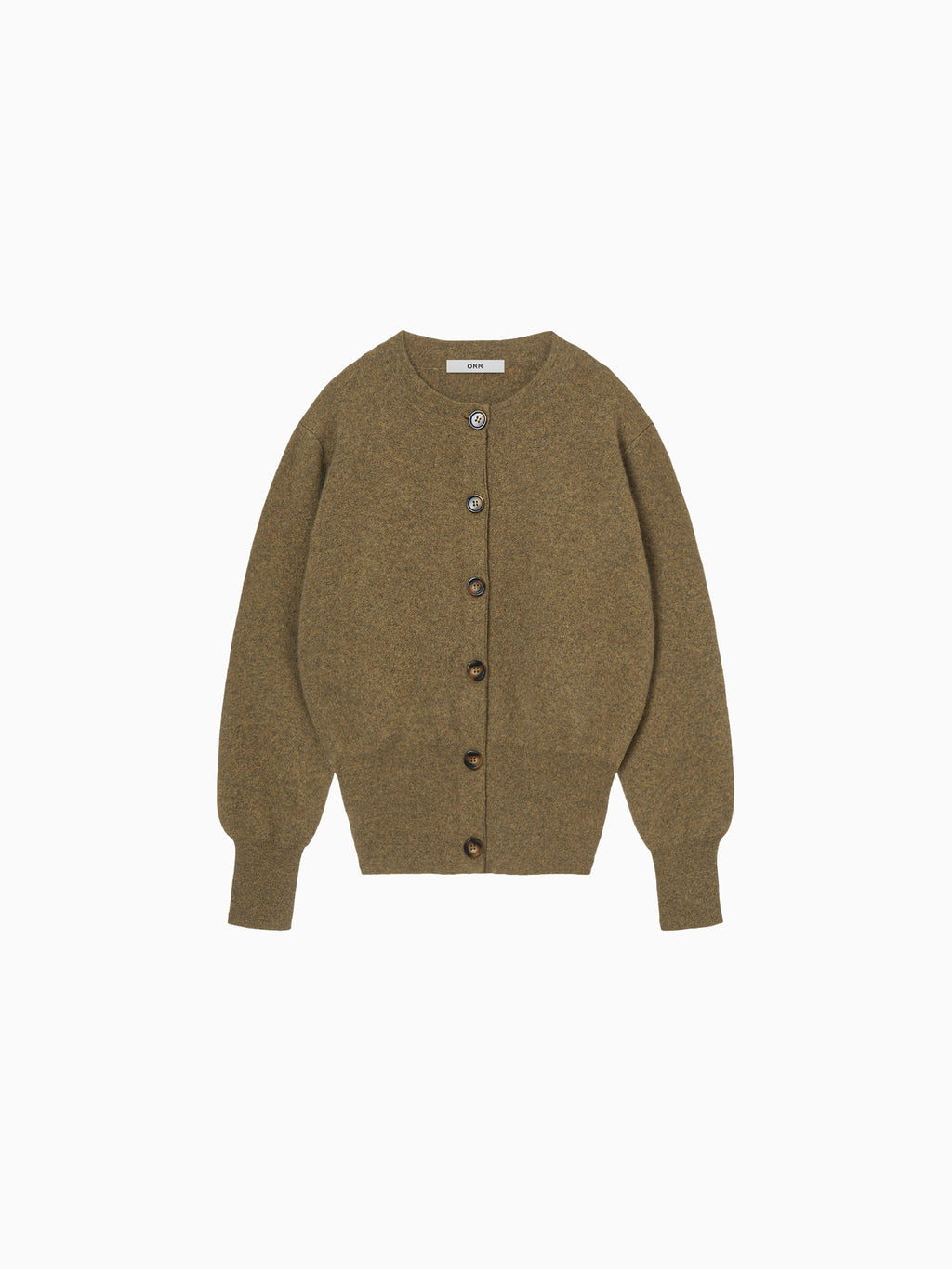 100% Cashmere Double-knit Cardigan Khaki Brown